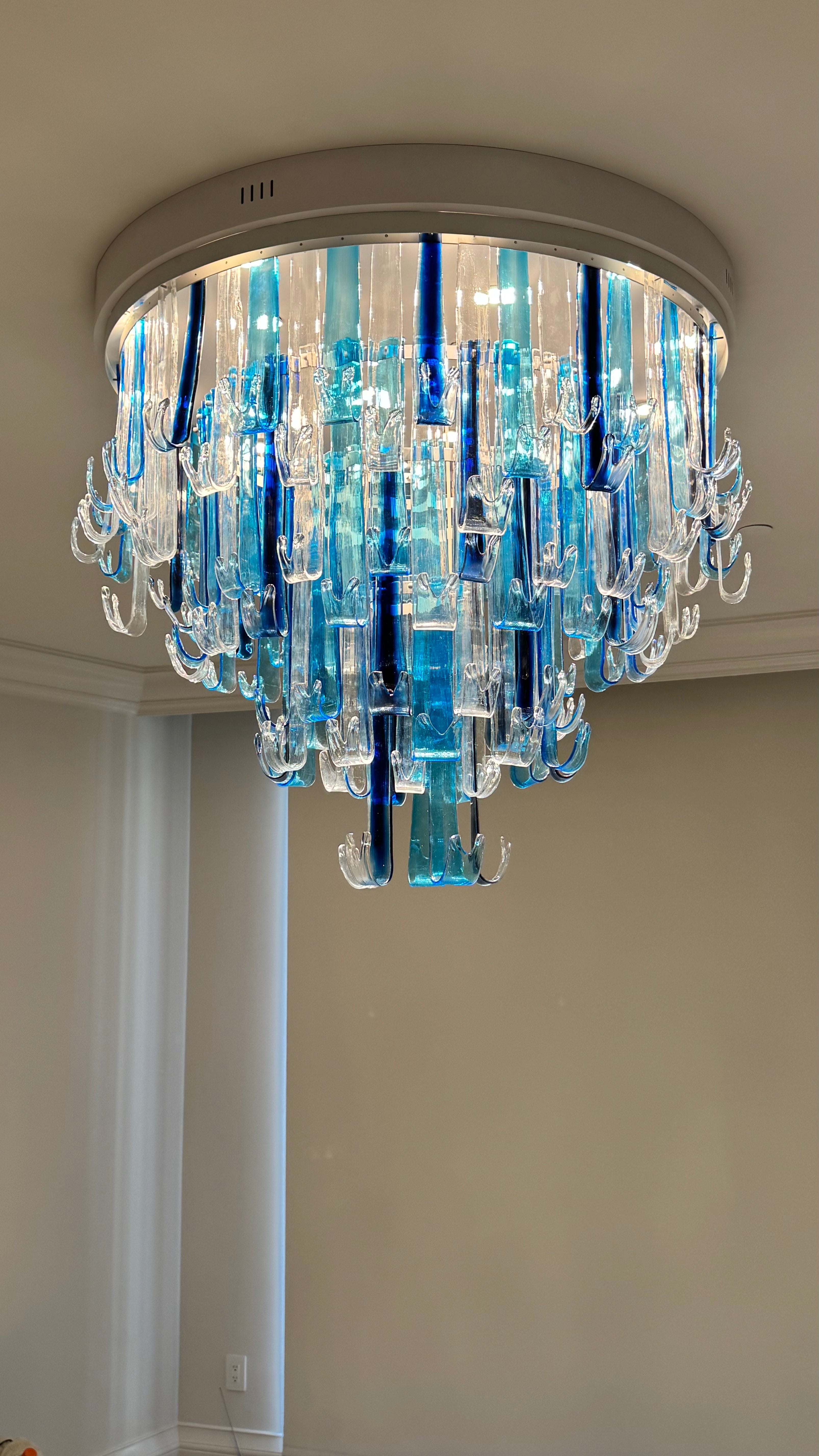 Blue Rainfall / Oval Waterfall Murano Glass Chandelier