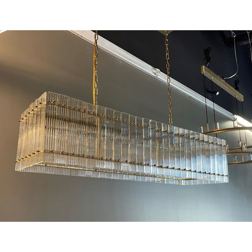 Carmel Rectangular Ribbed Glass Tile Chandelier - Italian Concept - 