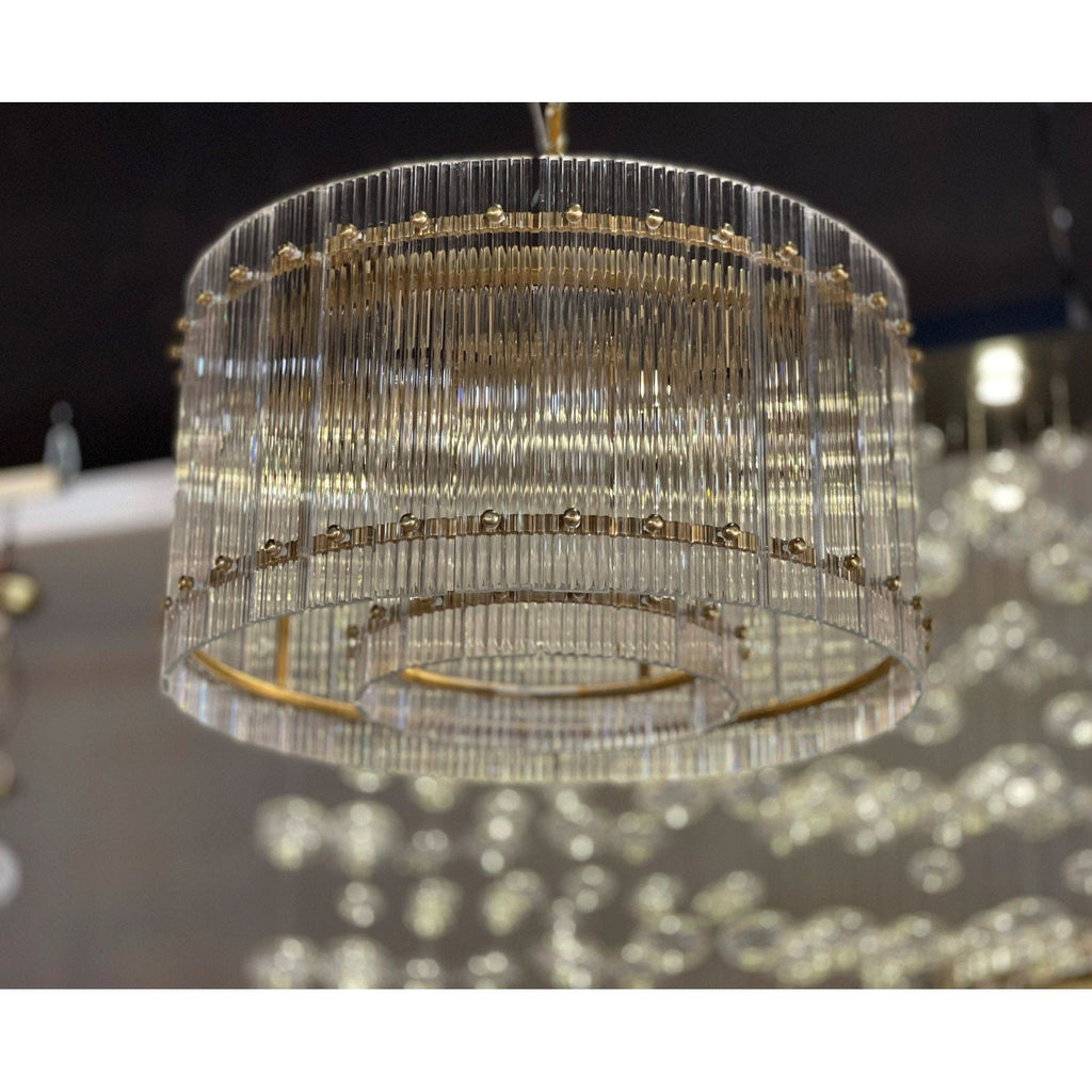 Carmel Round Ribbed Glass Tile Chandelier - Italian Concept - Size
