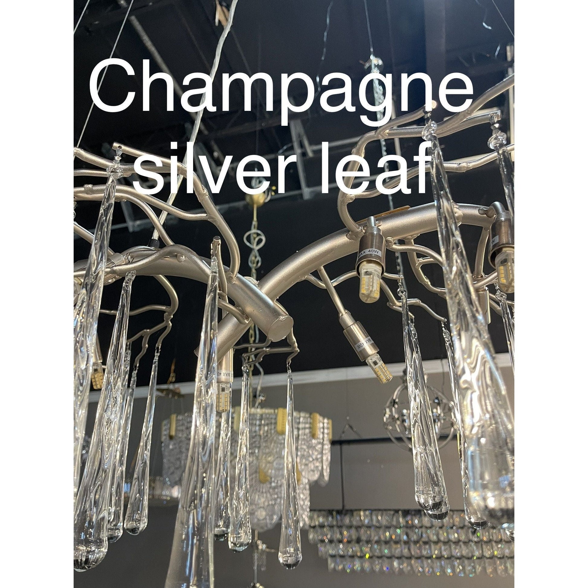 Lukas Oval Branching Brass Linear Teardrop Chandelier - Italian Concept