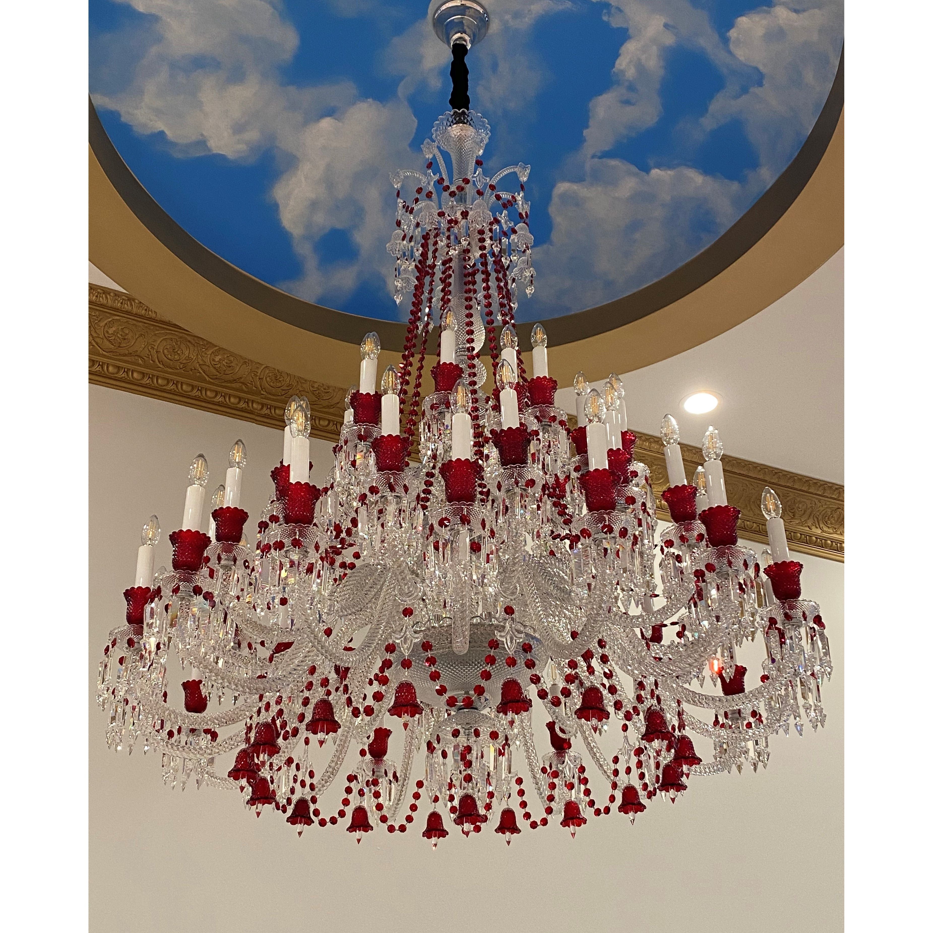 Antoinette 48 Light Red Crystal Chandelier - Italian Concept - 