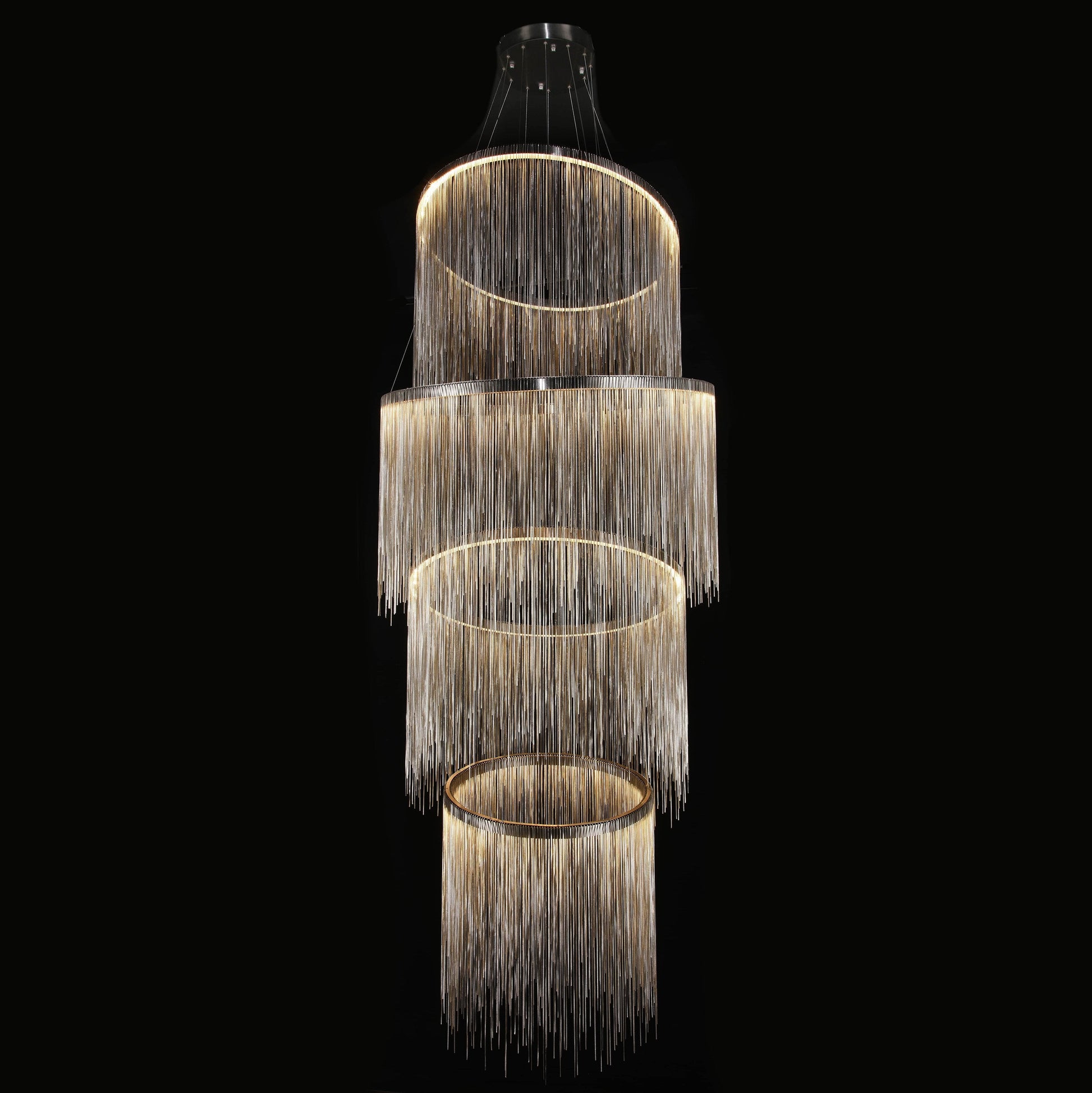 Villa Je Suis Round Chain Link LED Tiered/ Layered Chandelier - Italian Concept