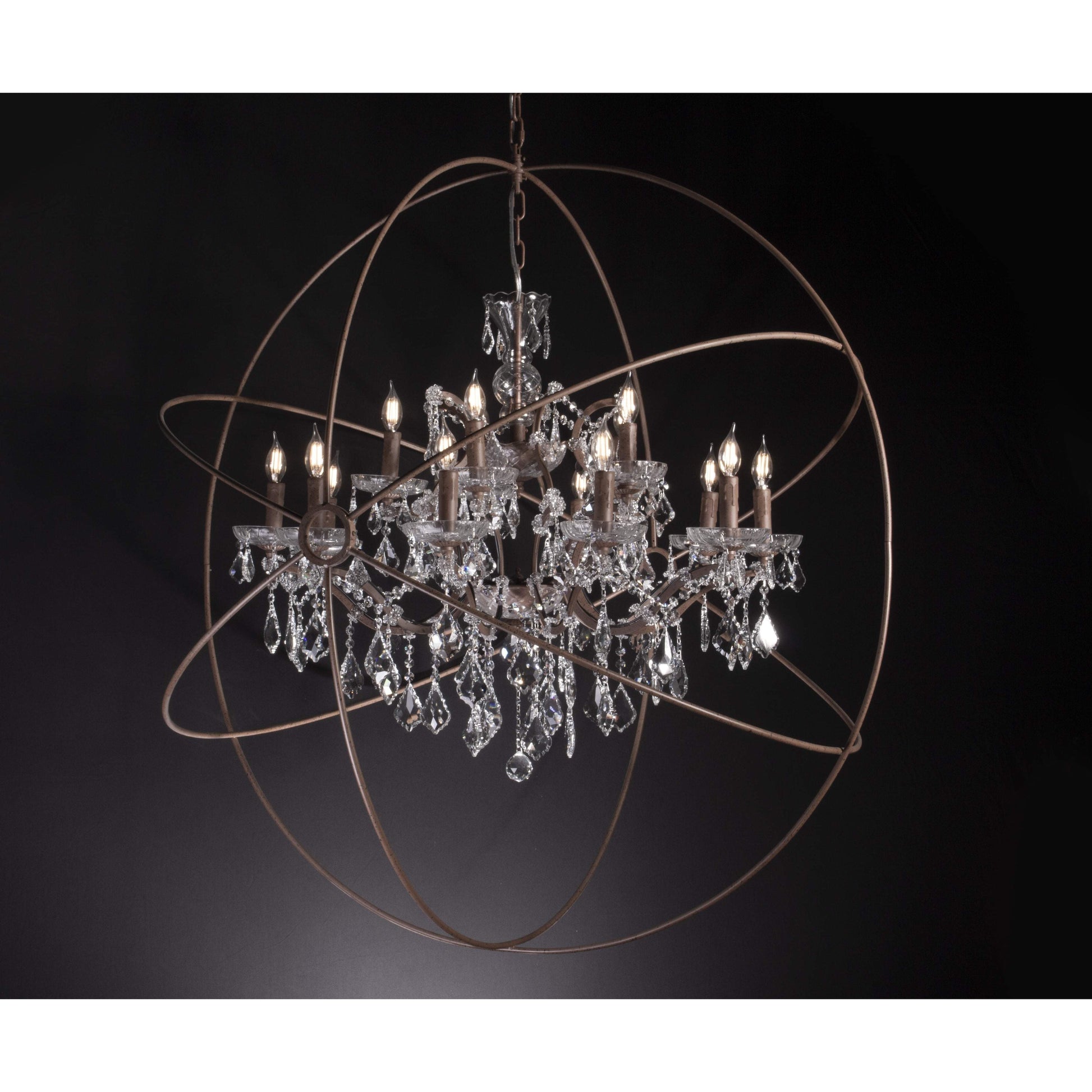 50 Light 80" MN Iron Orb Crystal Chandelier - Italian Concept - 