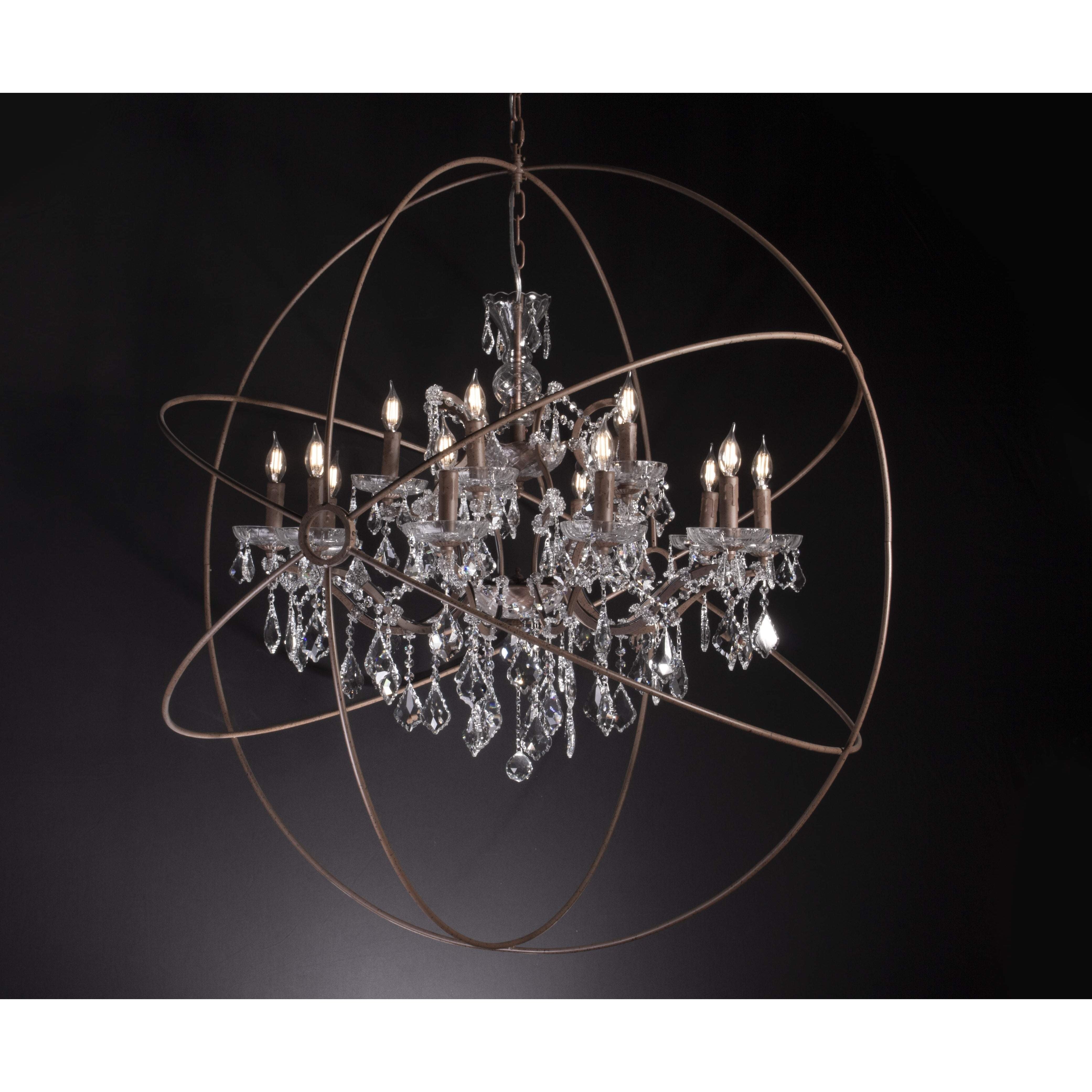 50 Light 80" MN Iron Orb Crystal Chandelier - Italian Concept - 