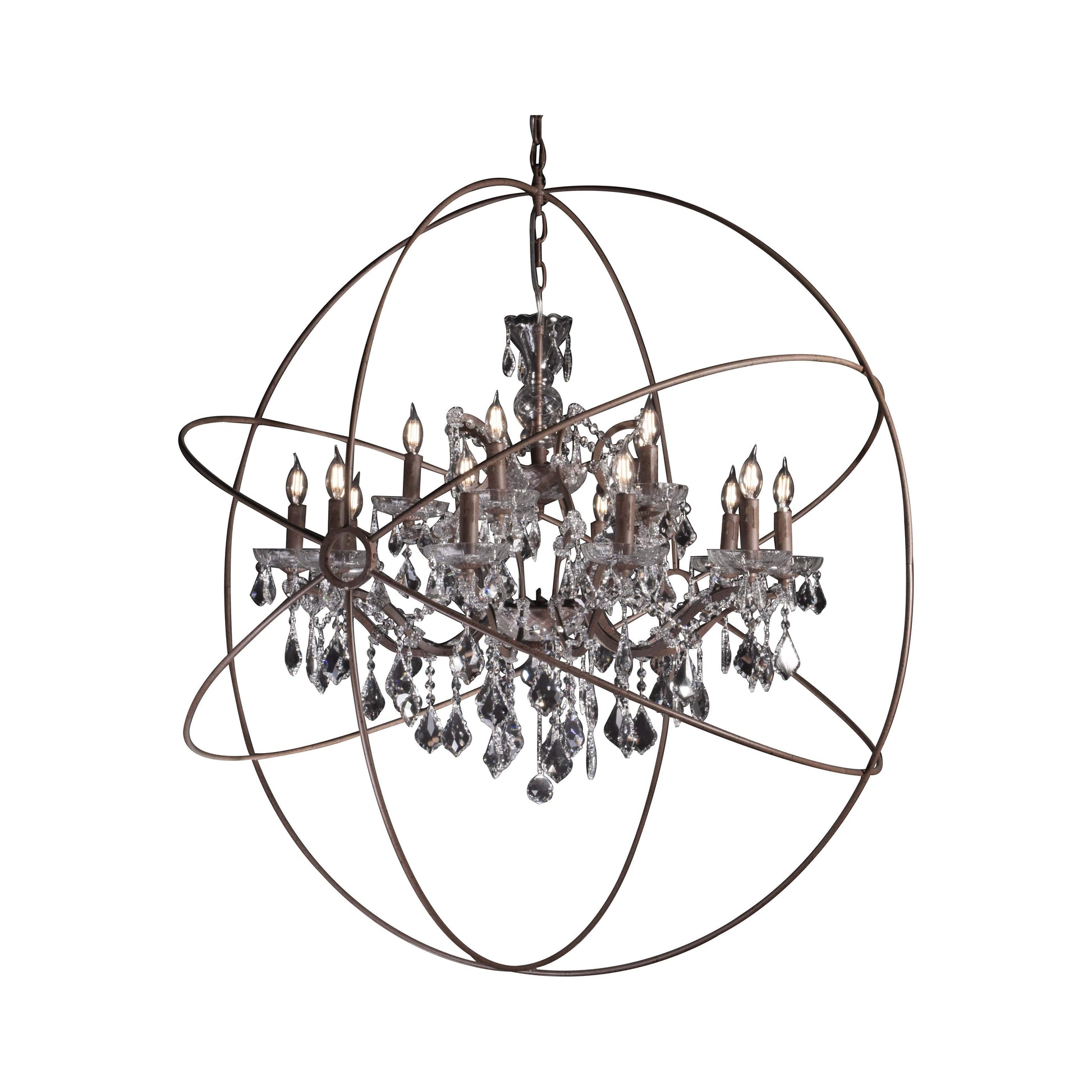 50 Light 80" MN Iron Orb Crystal Chandelier - Italian Concept - 