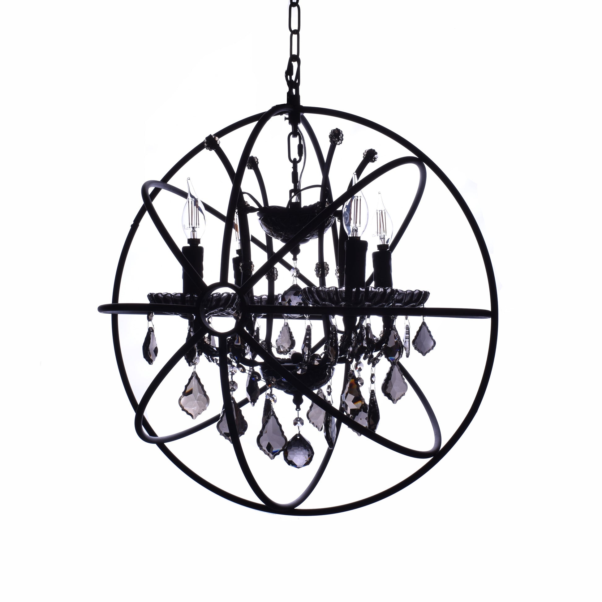 MN Iron Orb Smoke Crystal Chandelier - Italian Concept