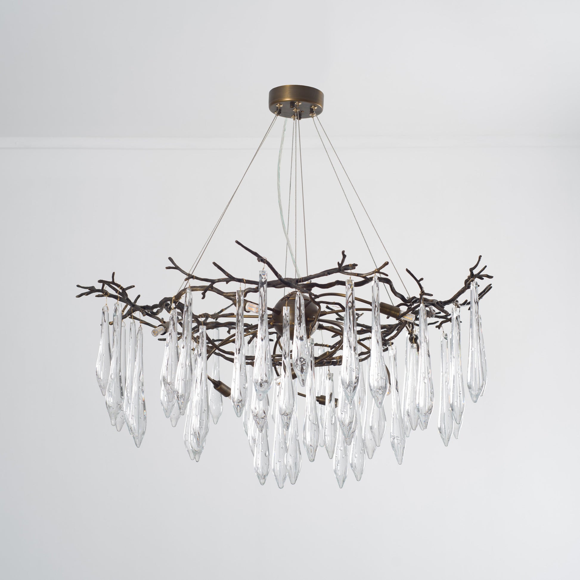 Lukas Extended Teardrop Branching Brass Round Chandelier - Italian Concept - 