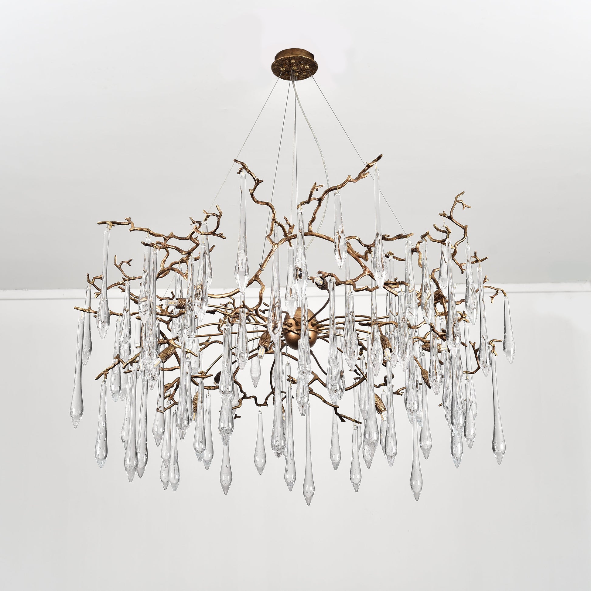 Lukas Extended Teardrop Branching Brass Round Chandelier - Italian Concept - 