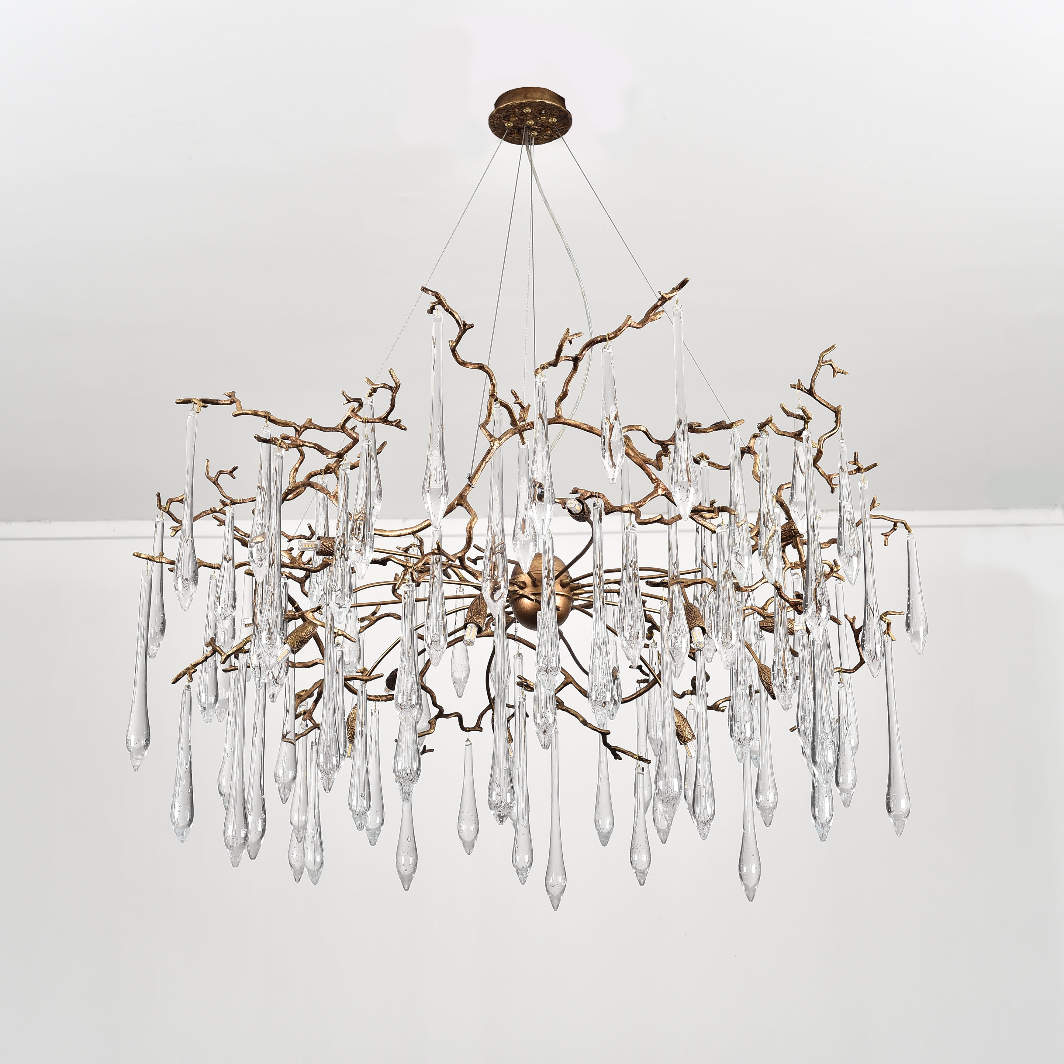 Lukas Extended Teardrop Branching Brass Round Chandelier - Italian Concept - 