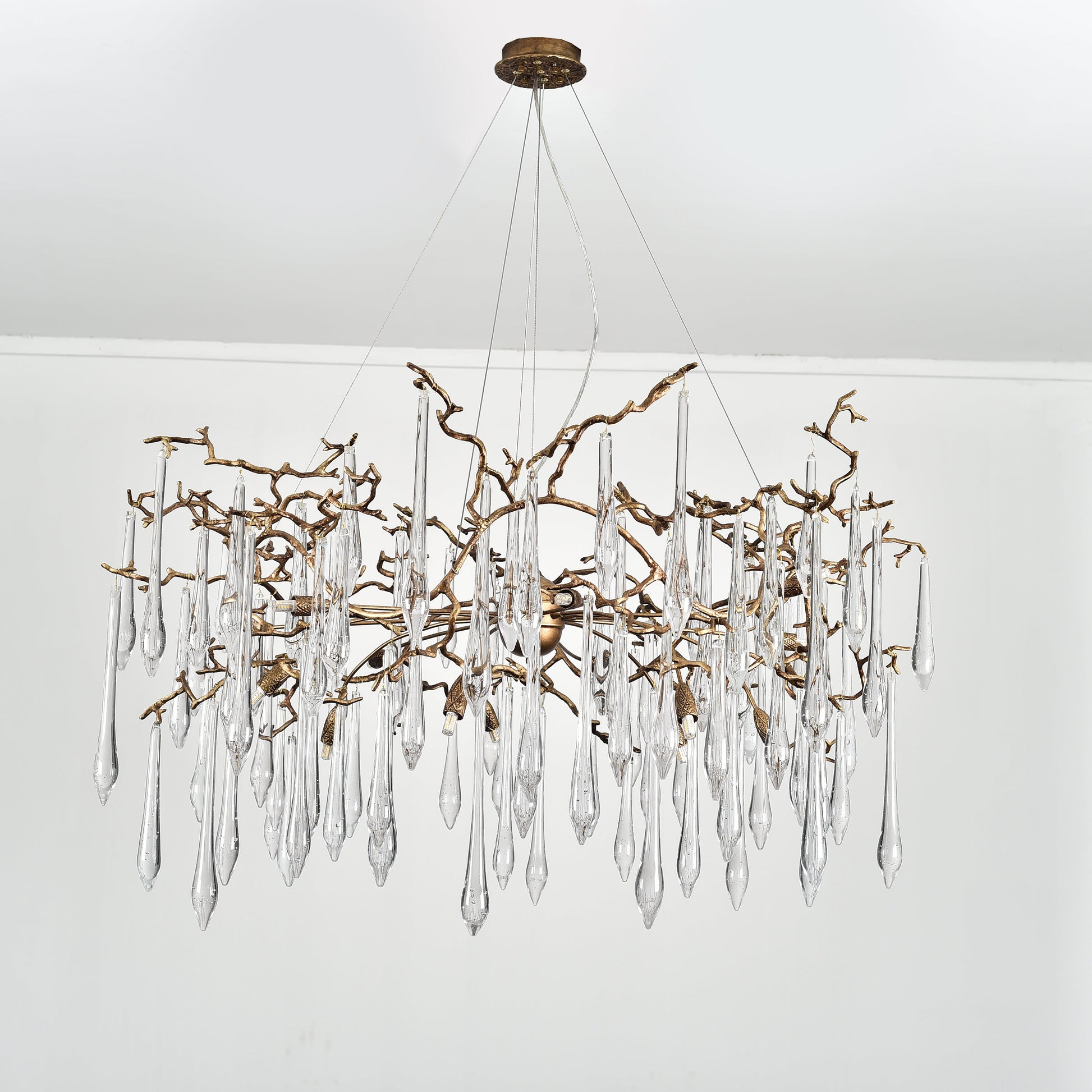 Lukas Extended Teardrop Branching Brass Round Chandelier - Italian Concept - 