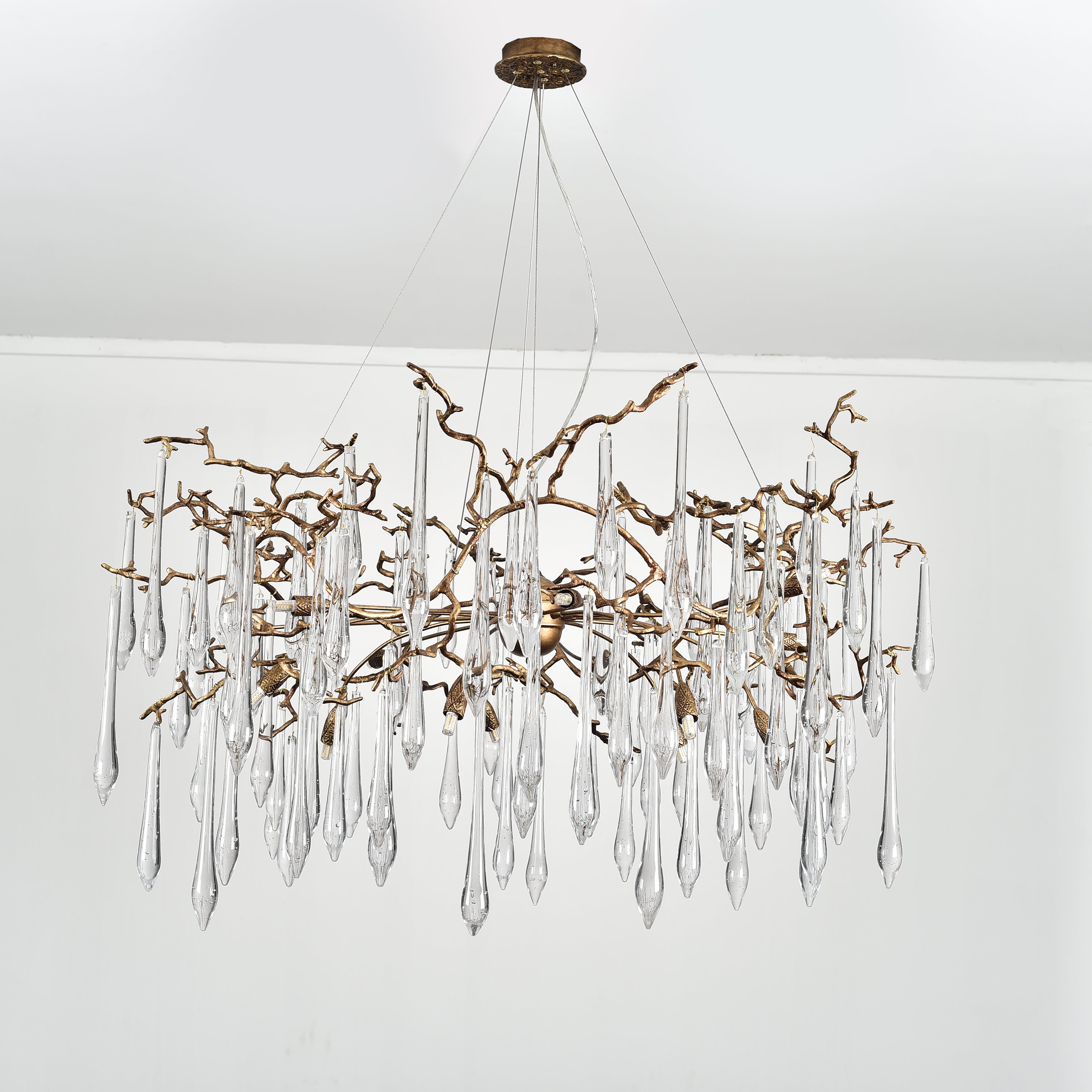 Lukas Extended Teardrop Branching Brass Round Chandelier - Italian Concept - 