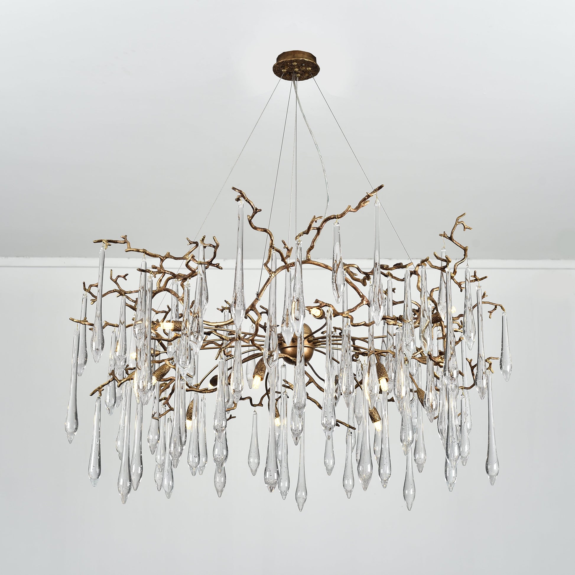 Lukas Extended Teardrop Branching Brass Round Chandelier - Italian Concept - 
