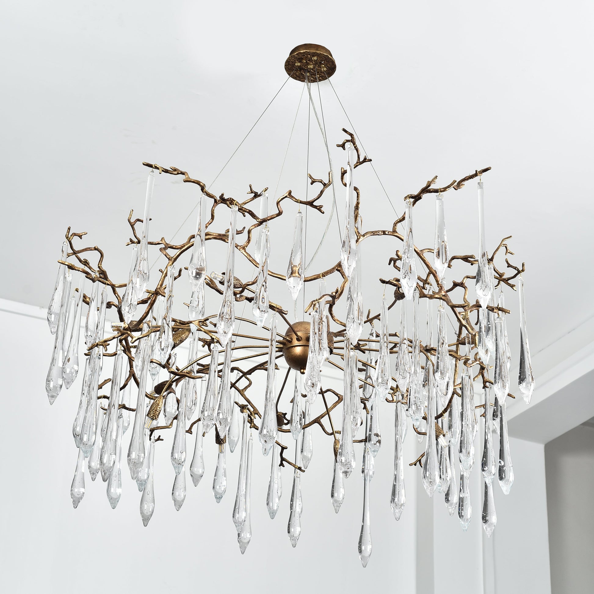 Lukas Extended Teardrop Branching Brass Round Chandelier - Italian Concept - 