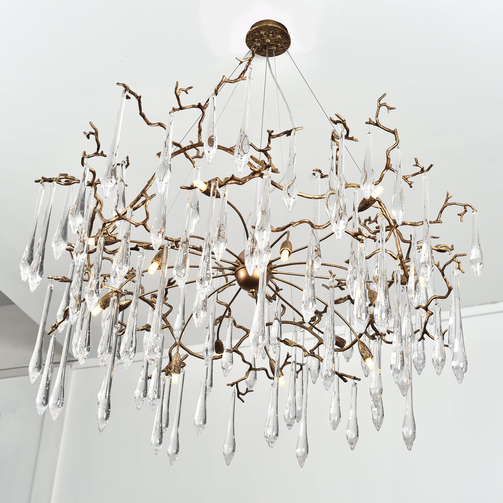 Lukas Extended Teardrop Branching Brass Round Chandelier - Italian Concept - 