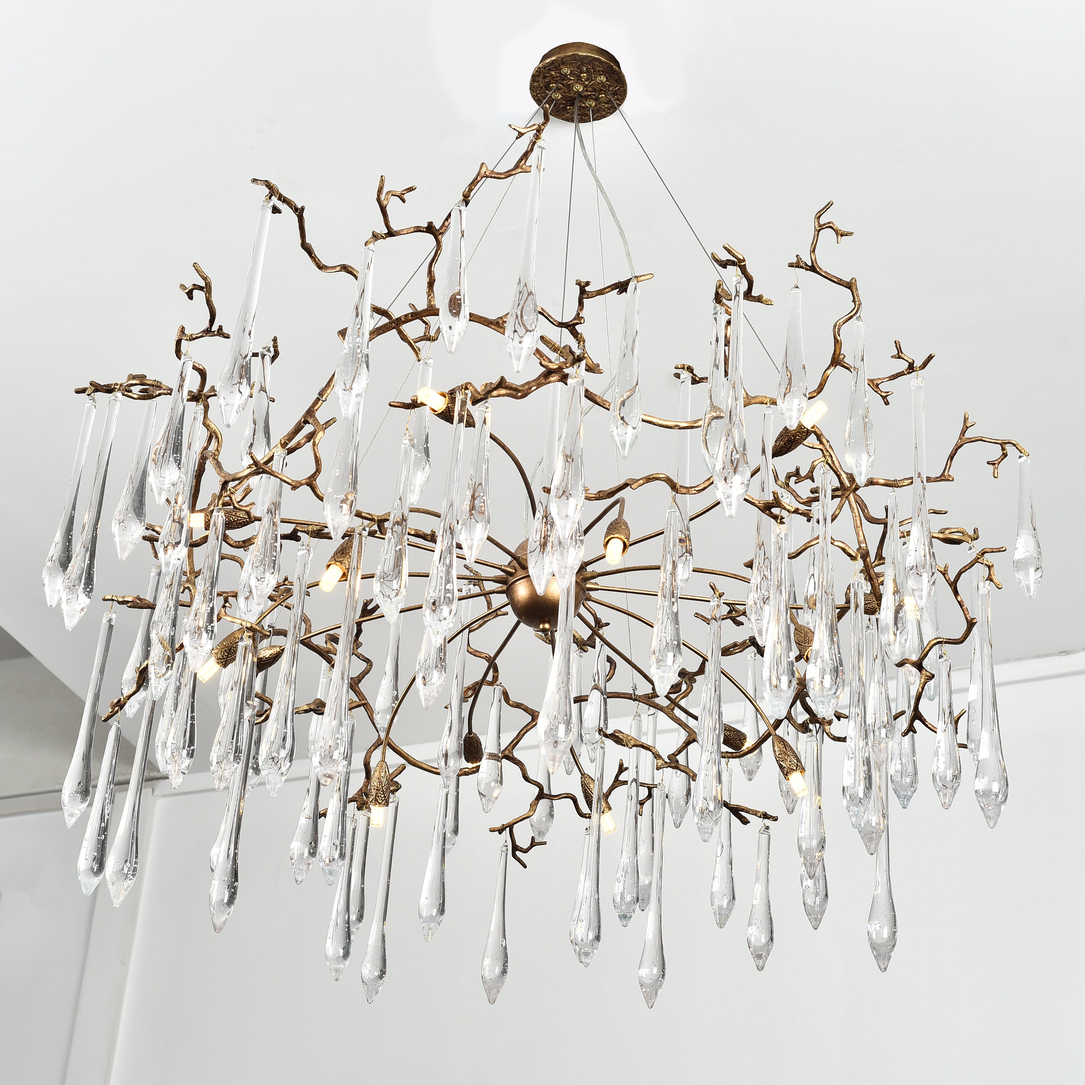 Lukas Extended Teardrop Branching Brass Round Chandelier - Italian Concept - 