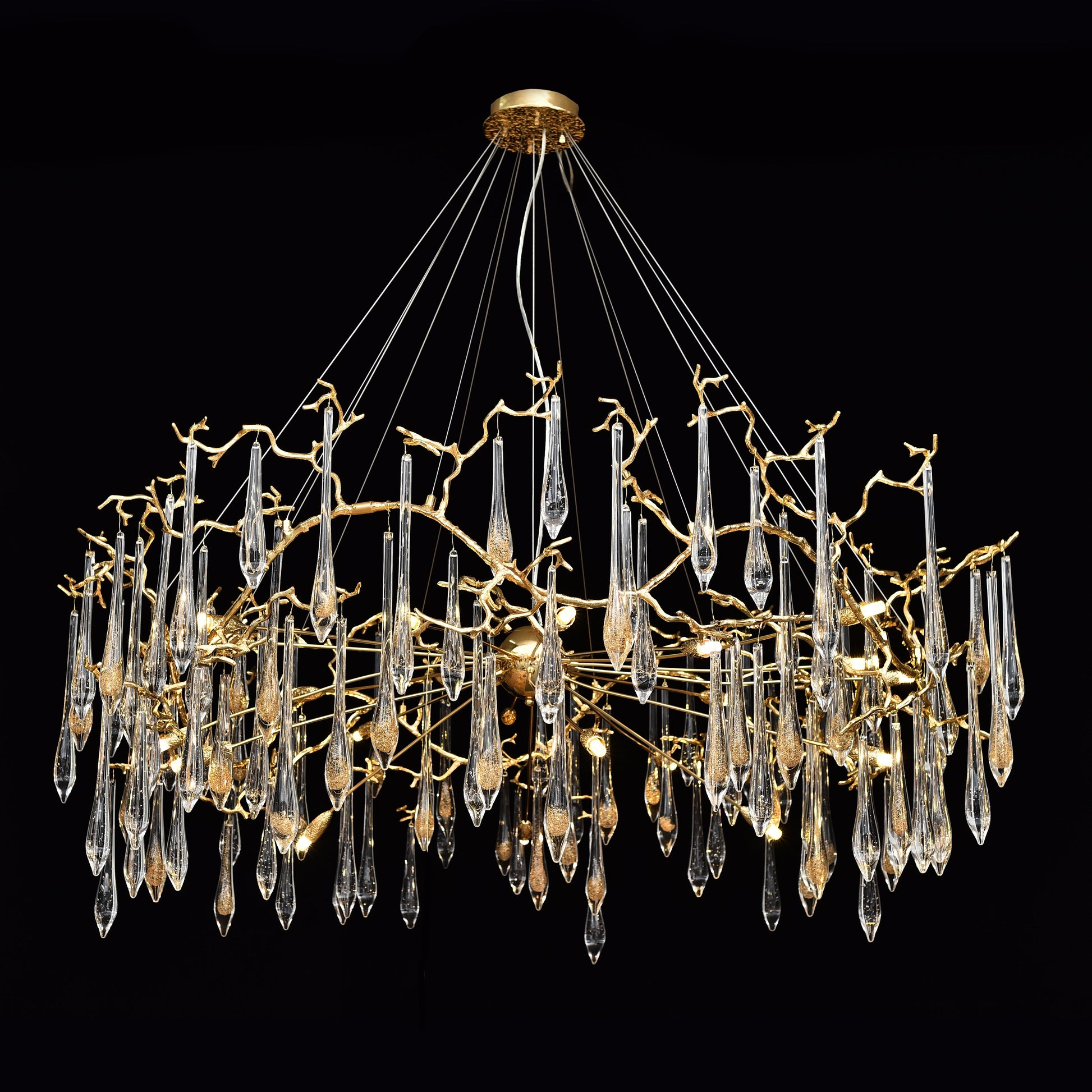 Lukas Extended Teardrop Branching Brass Round Chandelier - Italian Concept - 
