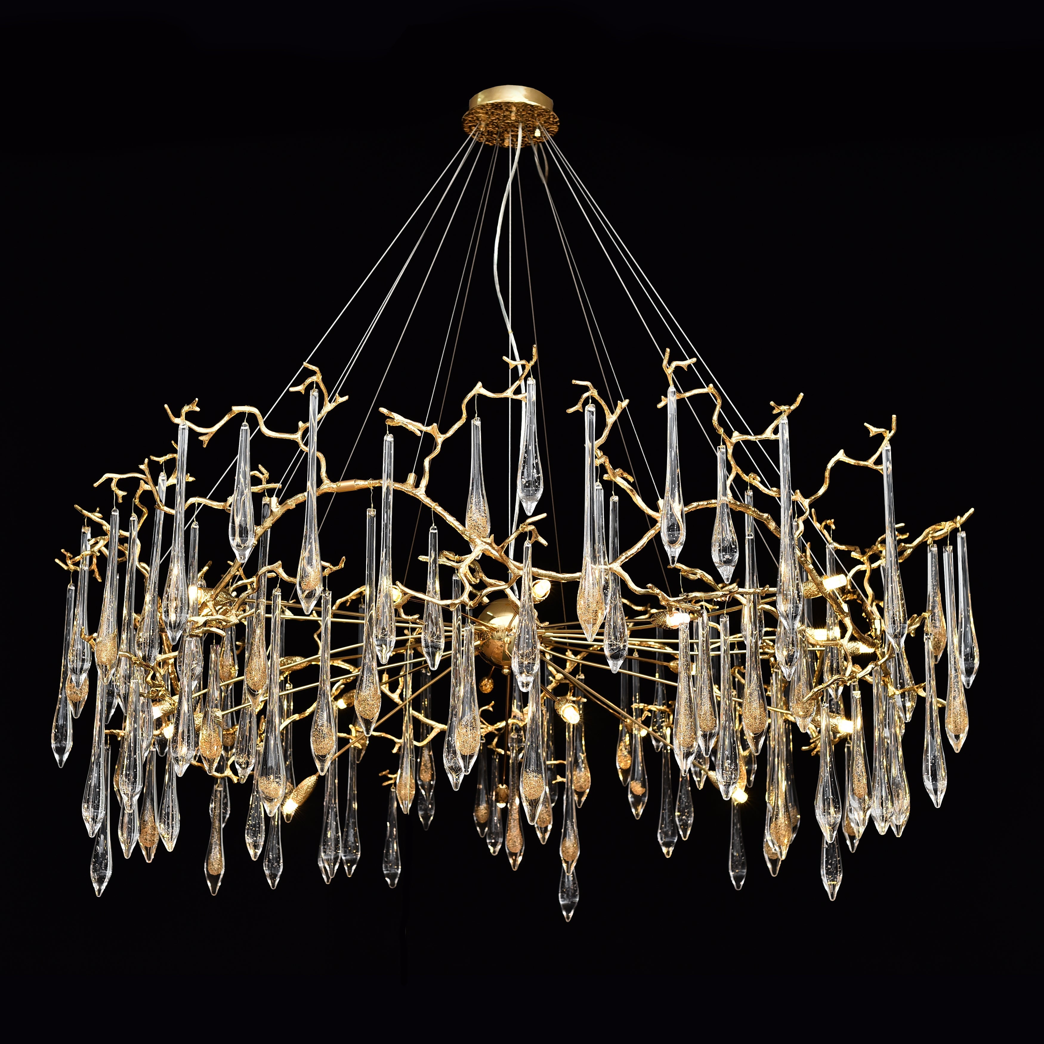 Lukas Extended Teardrop Branching Brass Round Chandelier - Italian Concept - 