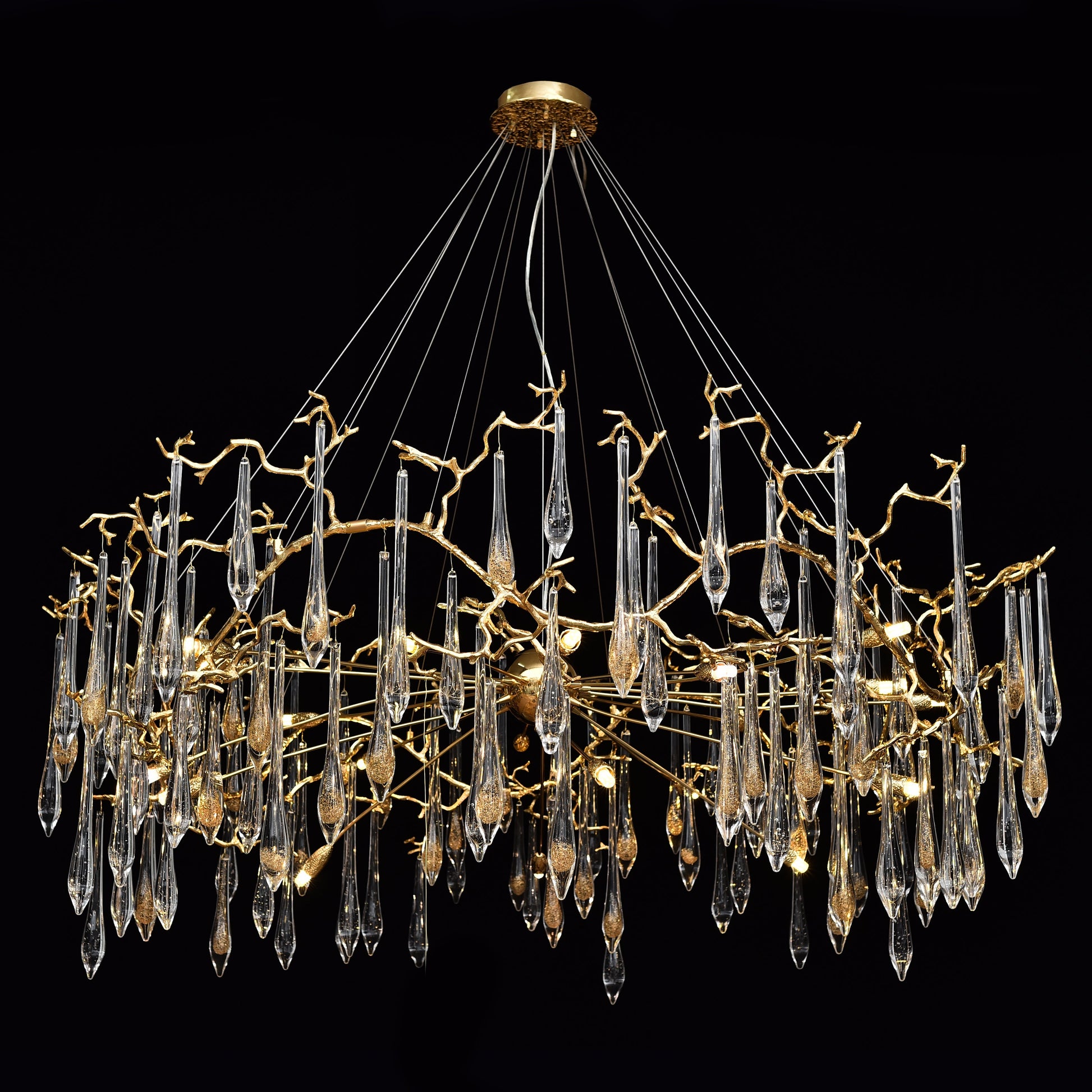 Lukas Extended Teardrop Branching Brass Round Chandelier - Italian Concept - 