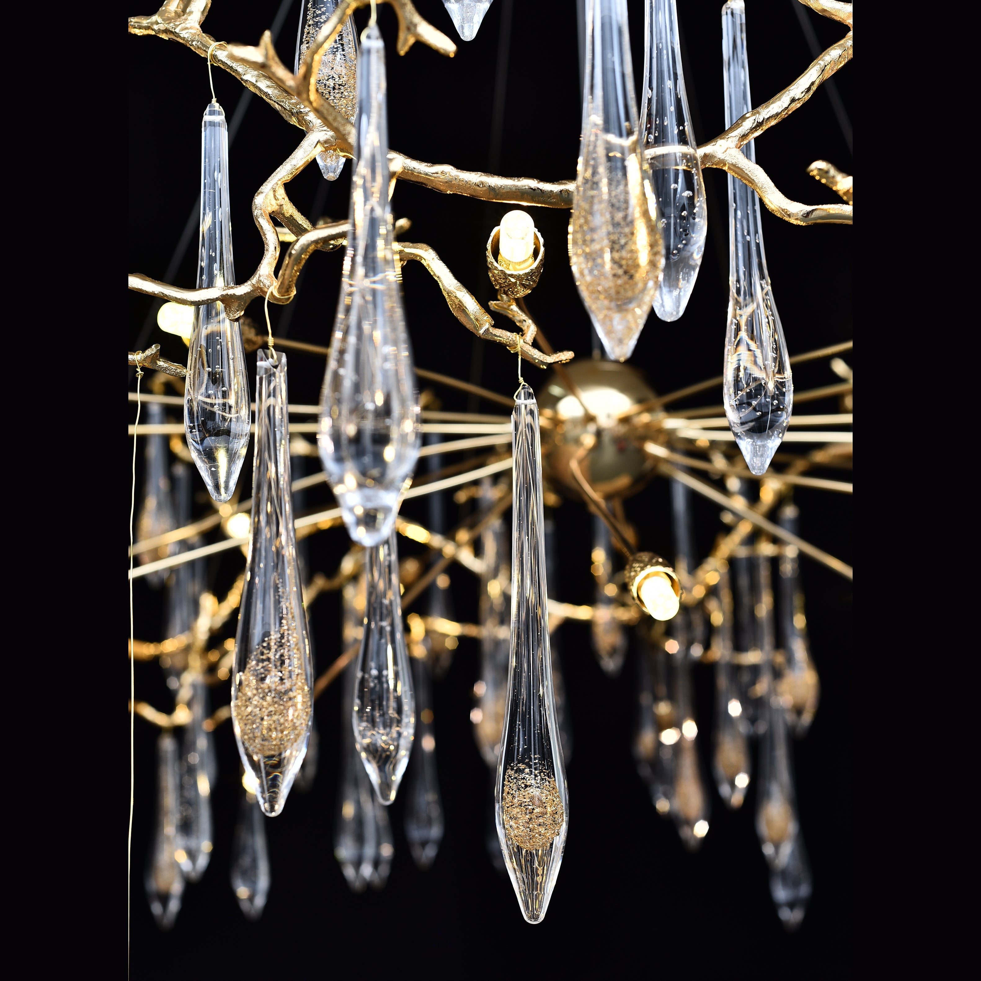 Lukas Extended Teardrop Branching Brass Round Chandelier - Italian Concept - 