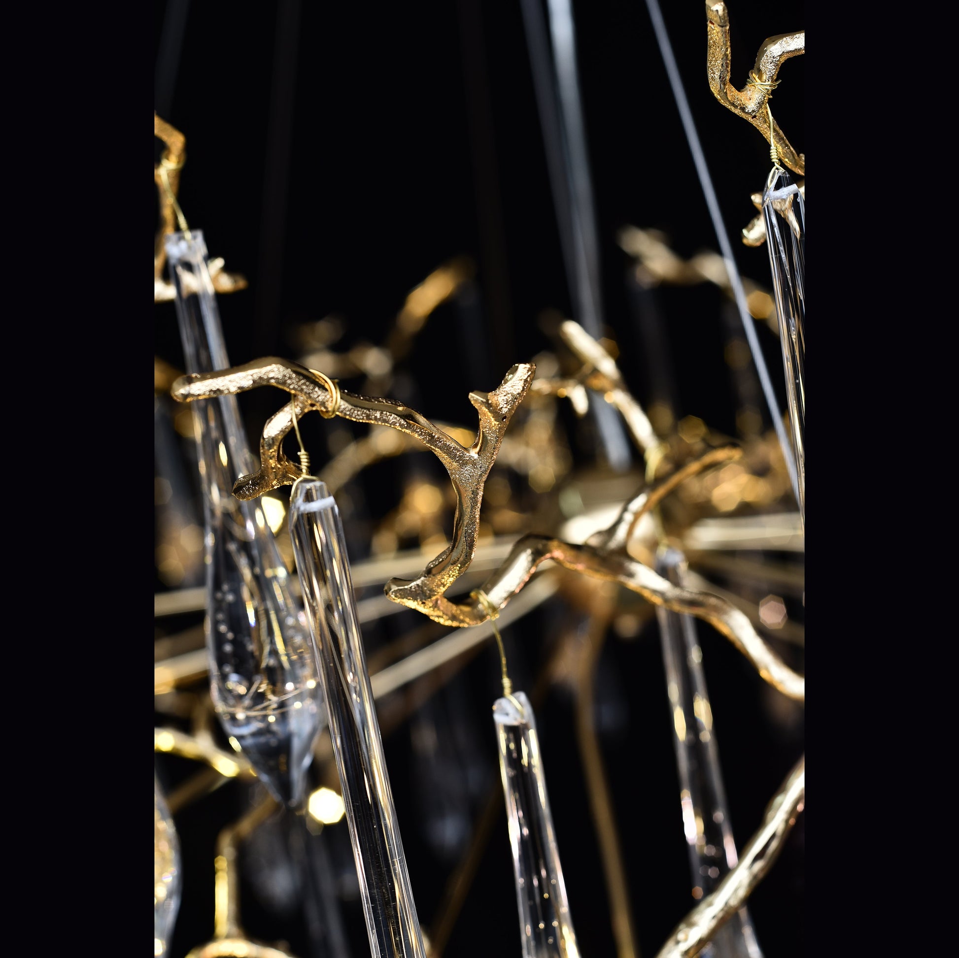 Lukas Extended Teardrop Branching Brass Round Chandelier - Italian Concept - 