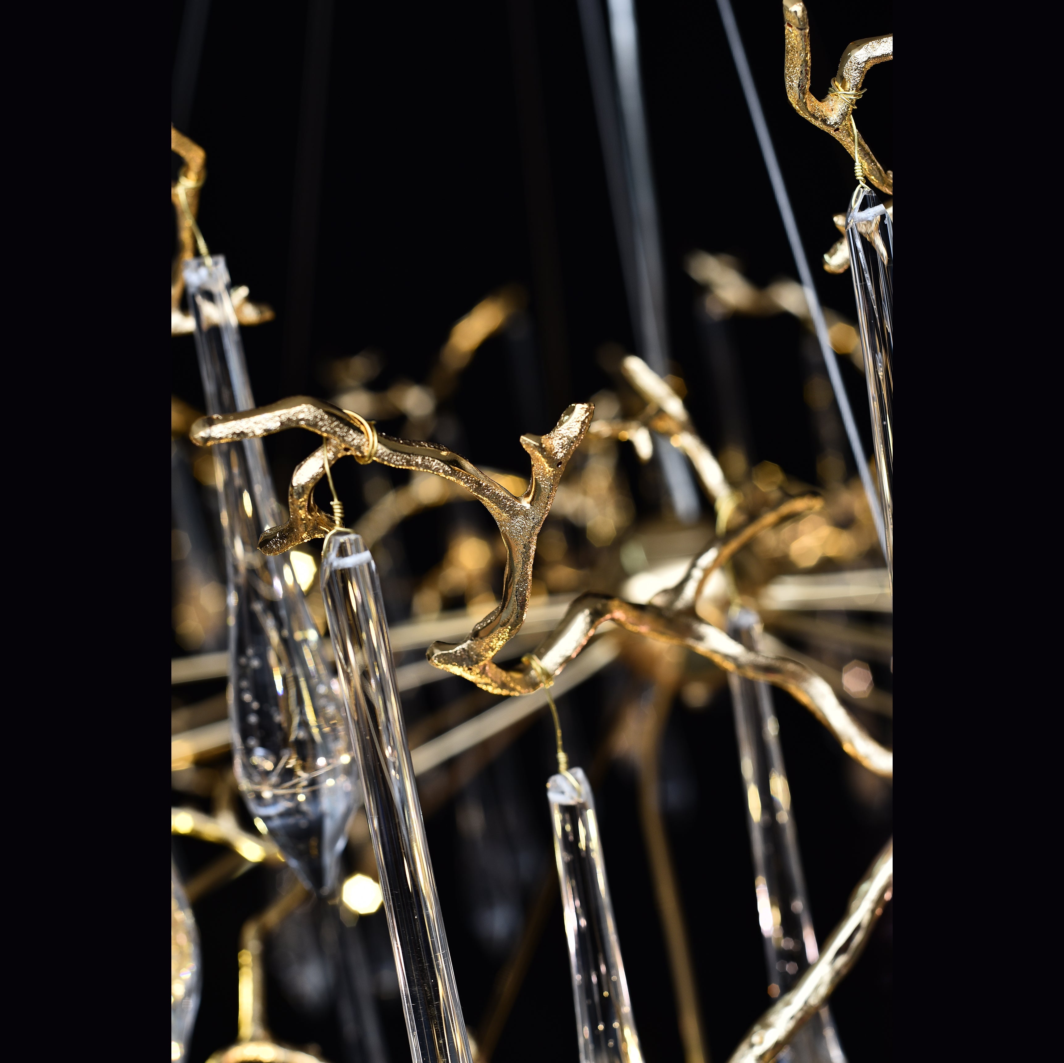 Lukas Extended Teardrop Branching Brass Round Chandelier - Italian Concept - 