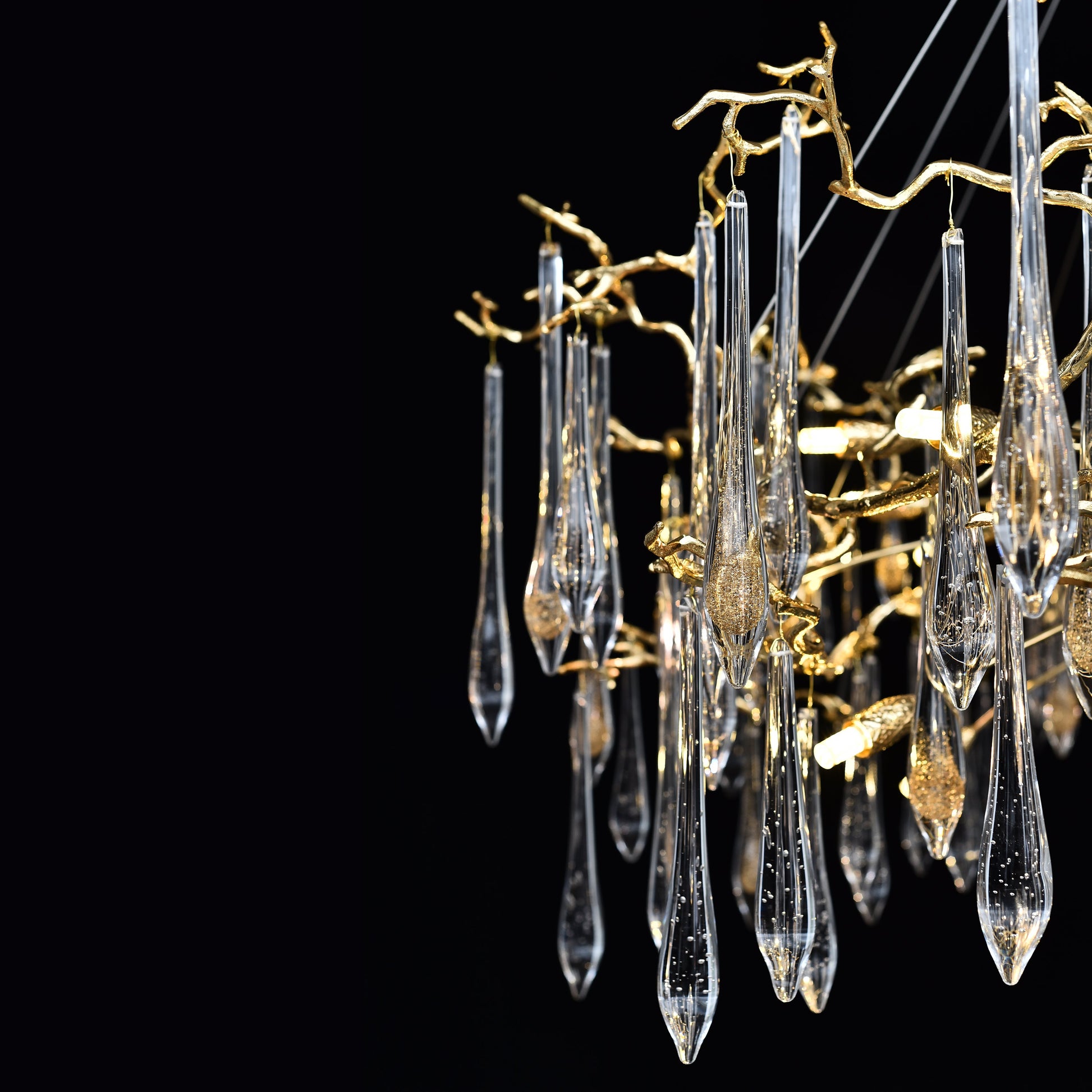 Lukas Extended Teardrop Branching Brass Round Chandelier - Italian Concept - 