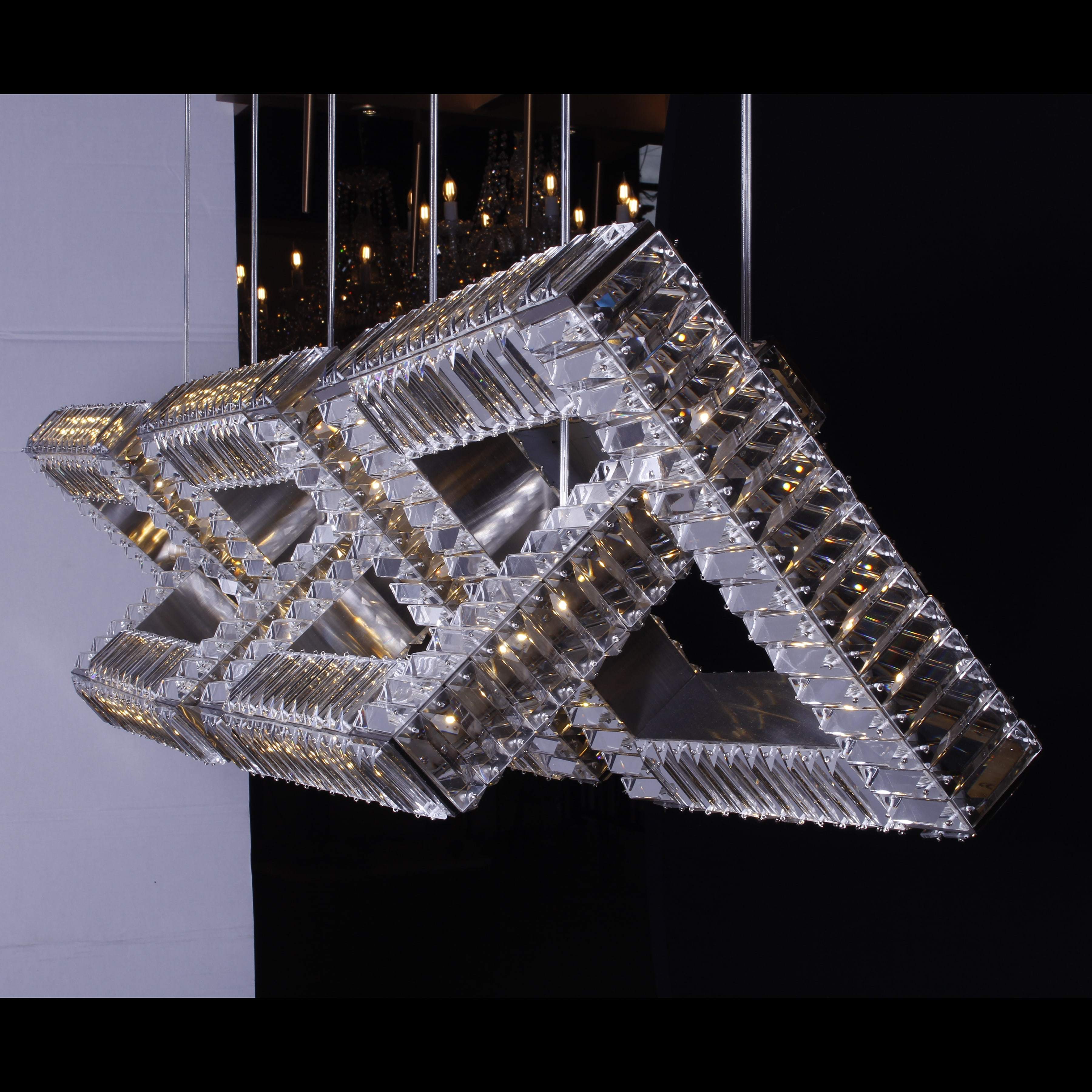 5-Ring Rectangular Linear Crystal Chandelier - Italian Concept - 