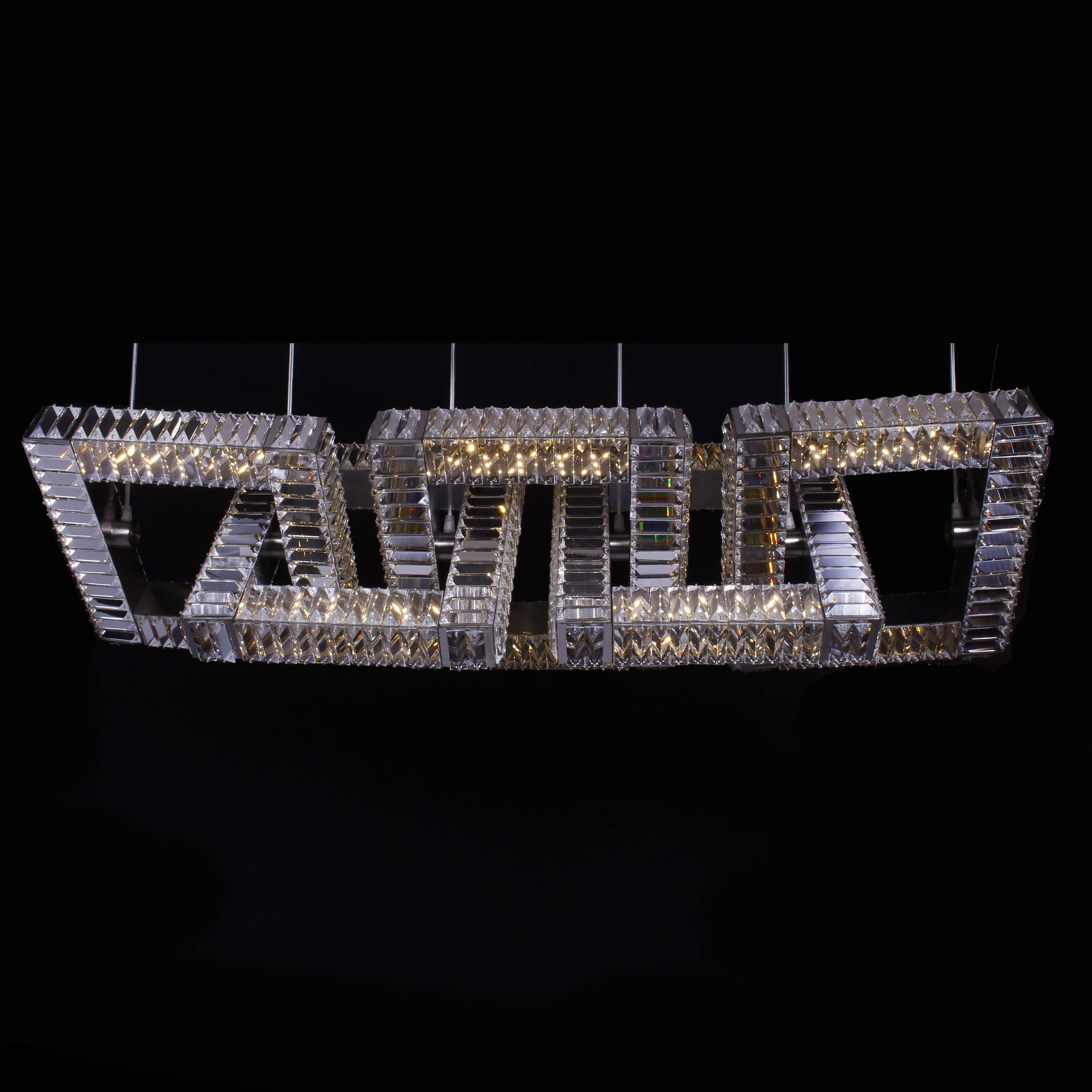5-Ring Rectangular Linear Crystal Chandelier - Italian Concept - 