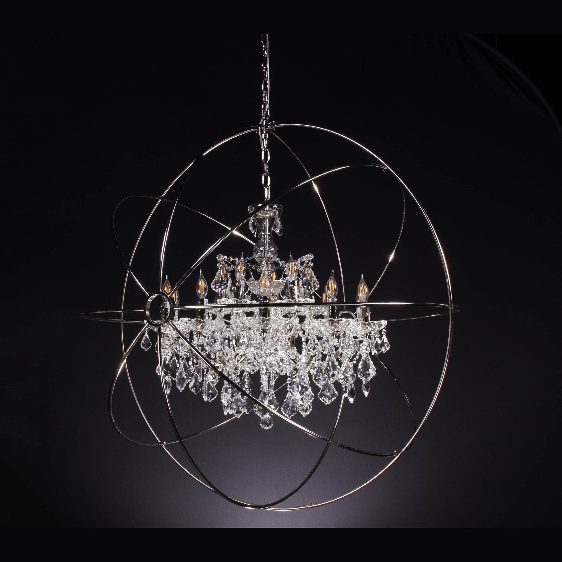 MN Iron Orb Smoke Crystal Chandelier - Italian Concept