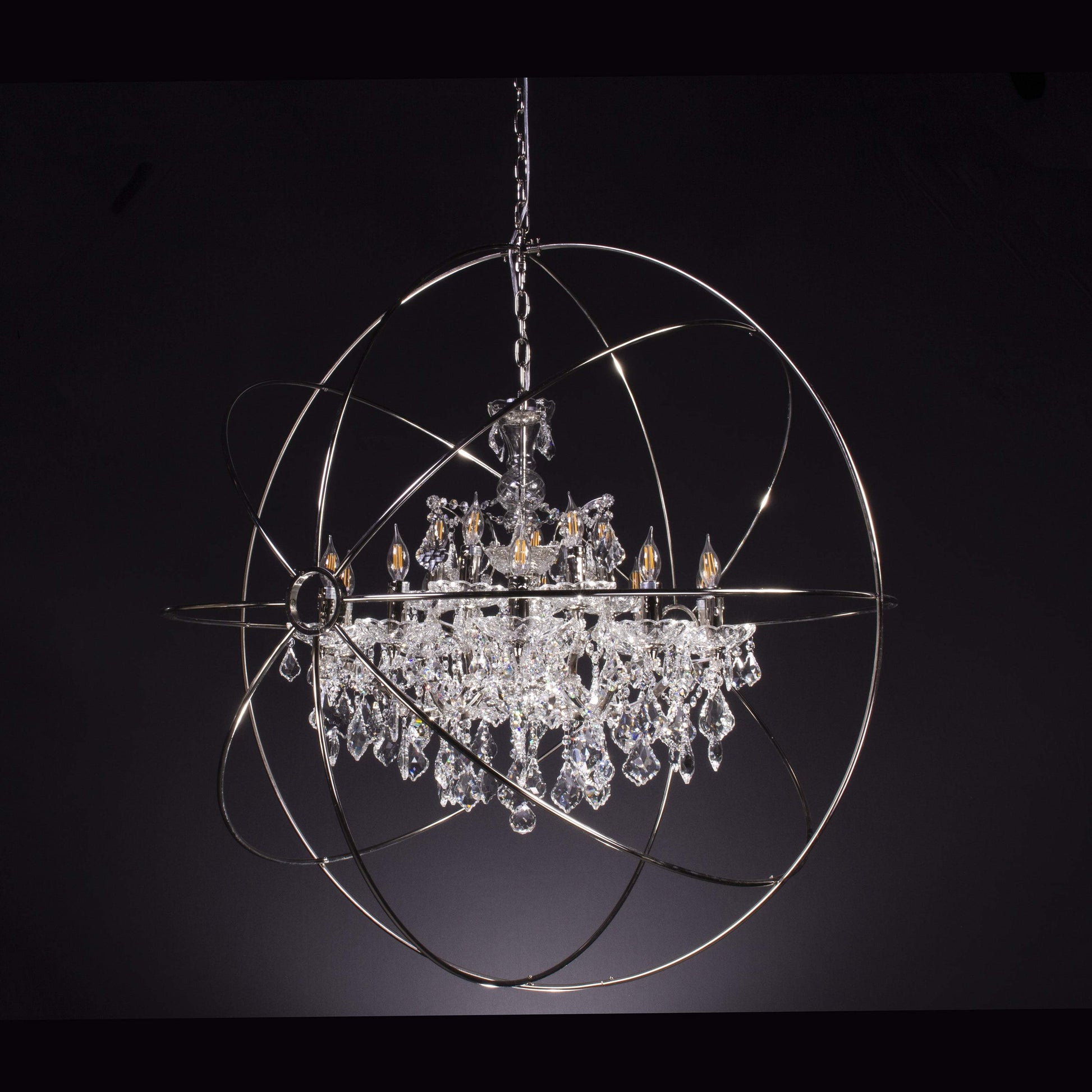 MN Iron Orb Smoke Crystal Chandelier - Italian Concept
