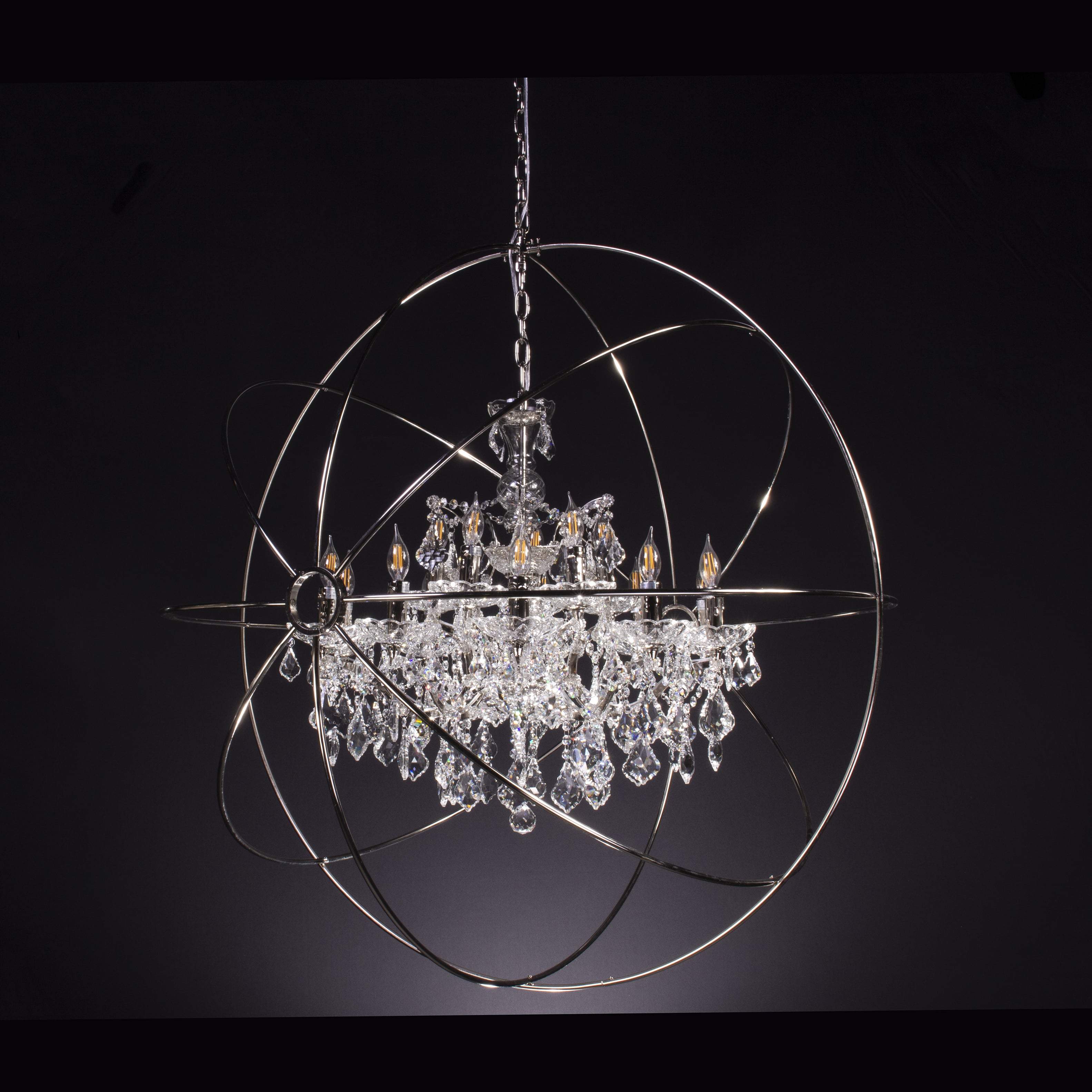 MN Iron Orb Smoke Crystal Chandelier - Italian Concept