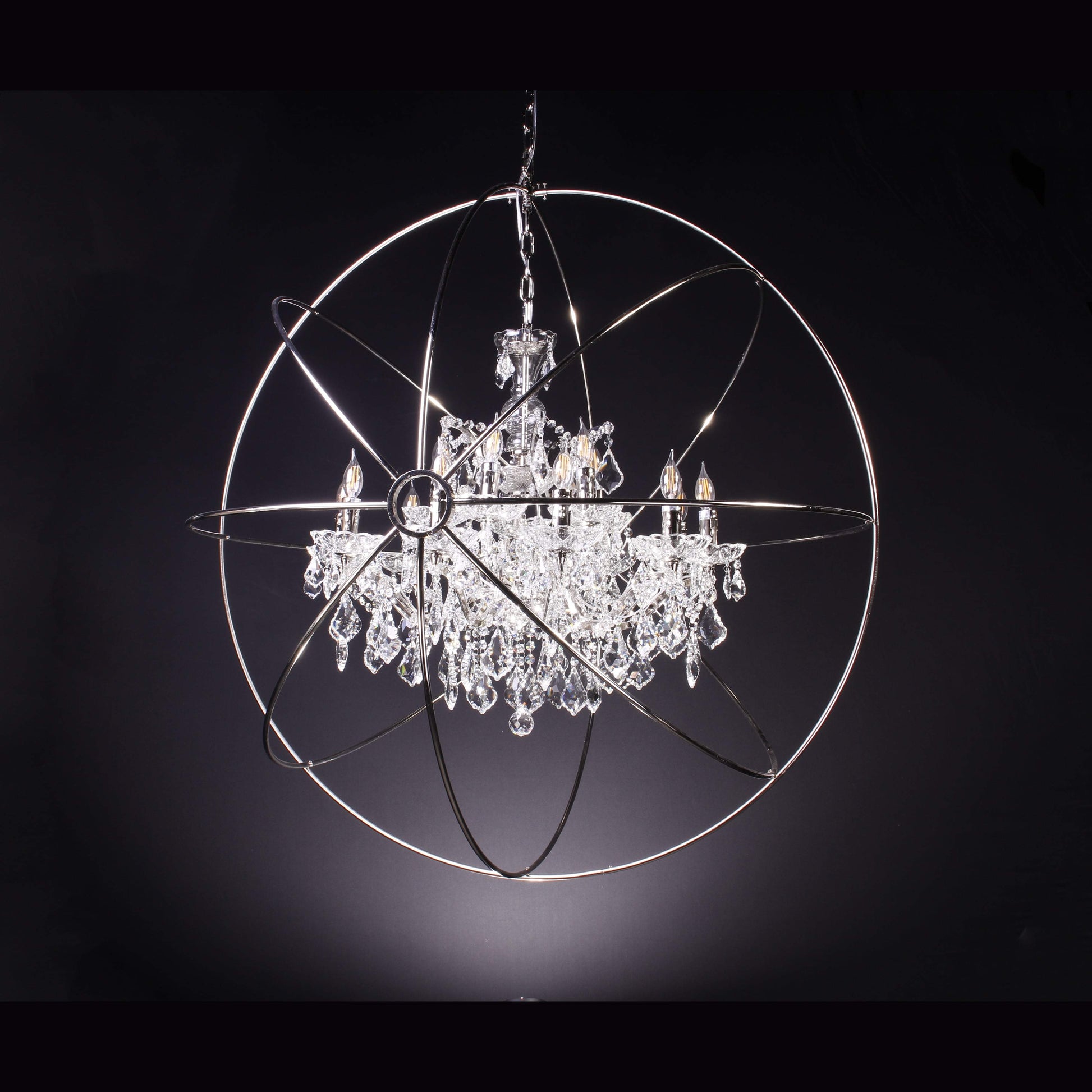 MN Iron Orb Smoke Crystal Chandelier - Italian Concept