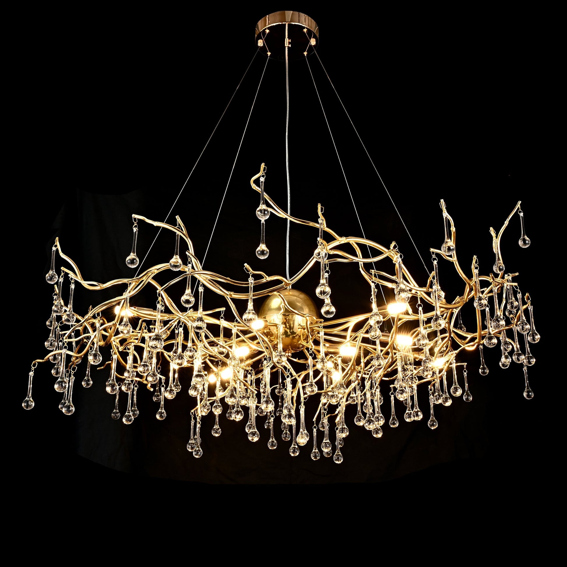 Dawn Livio Teardrop Branching Brass Round Chandelier - Italian Concept