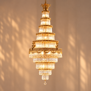 French Empire Foyer Brass Crystal Chandelier