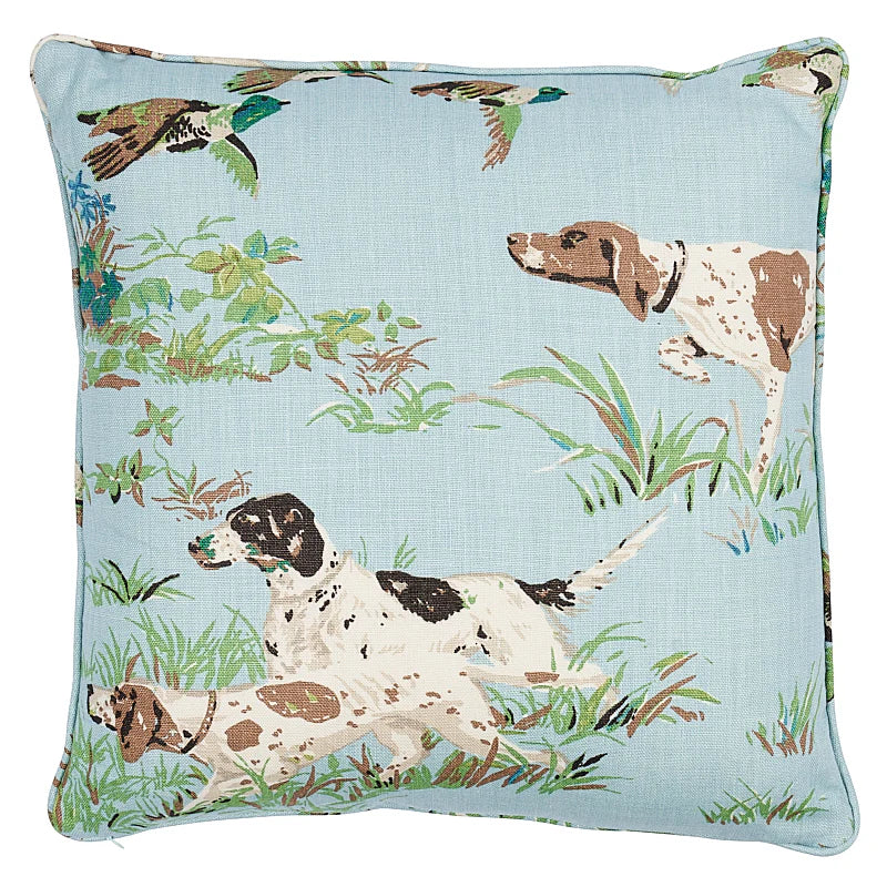 Pointers Pillow Cover in Sky Blue, Schumacher Textiles