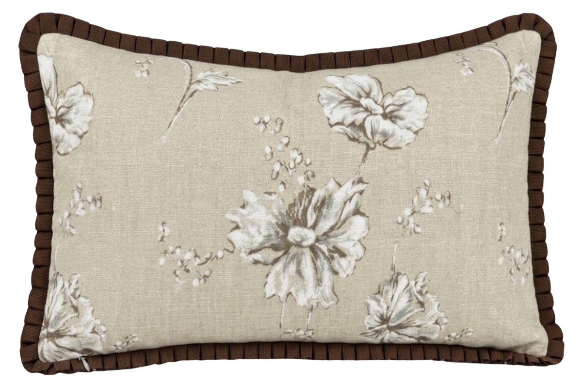 Ready to Ship, 12x22 Sepia Garden Pillow Cover in Beige