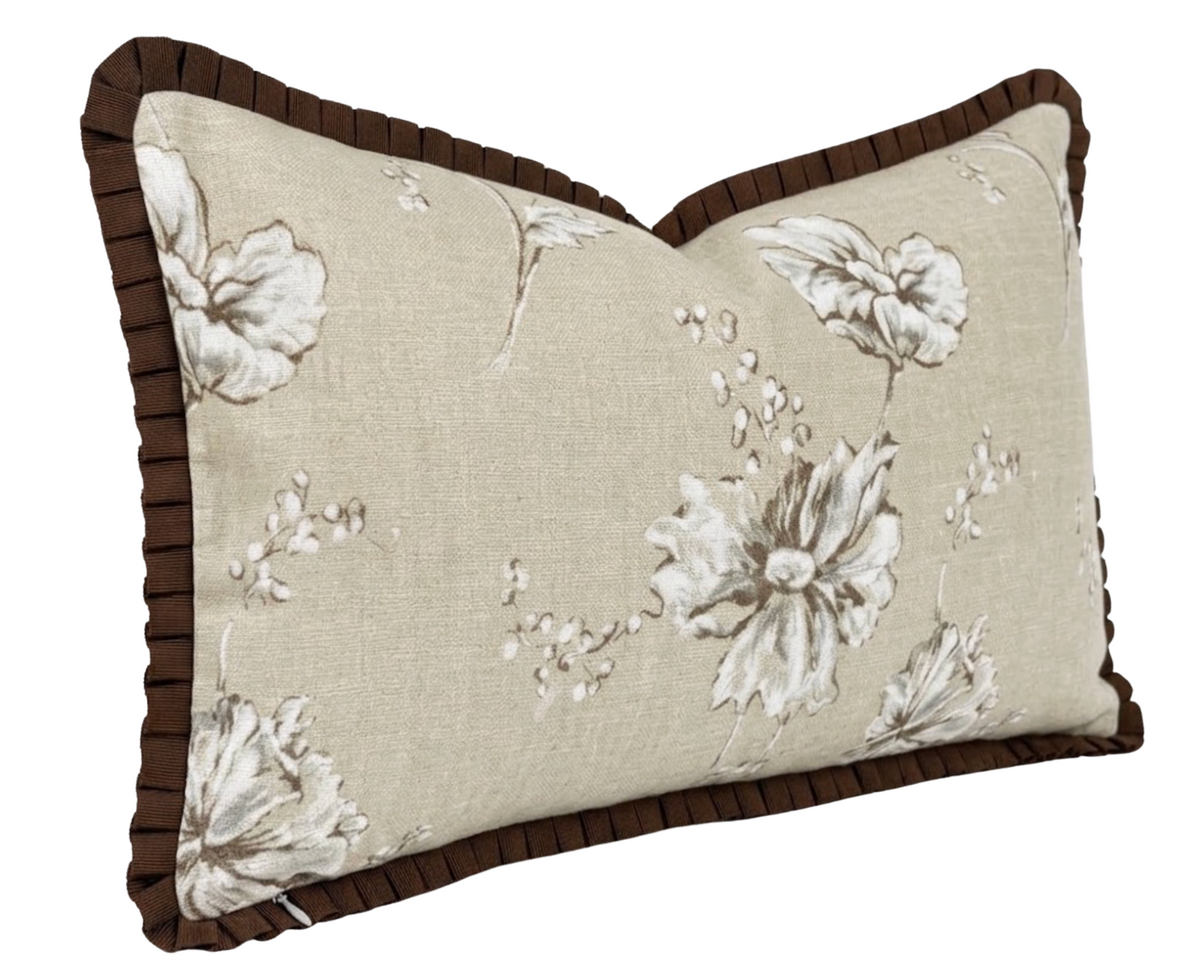 Ready to Ship, 12x22 Sepia Garden Pillow Cover in Beige