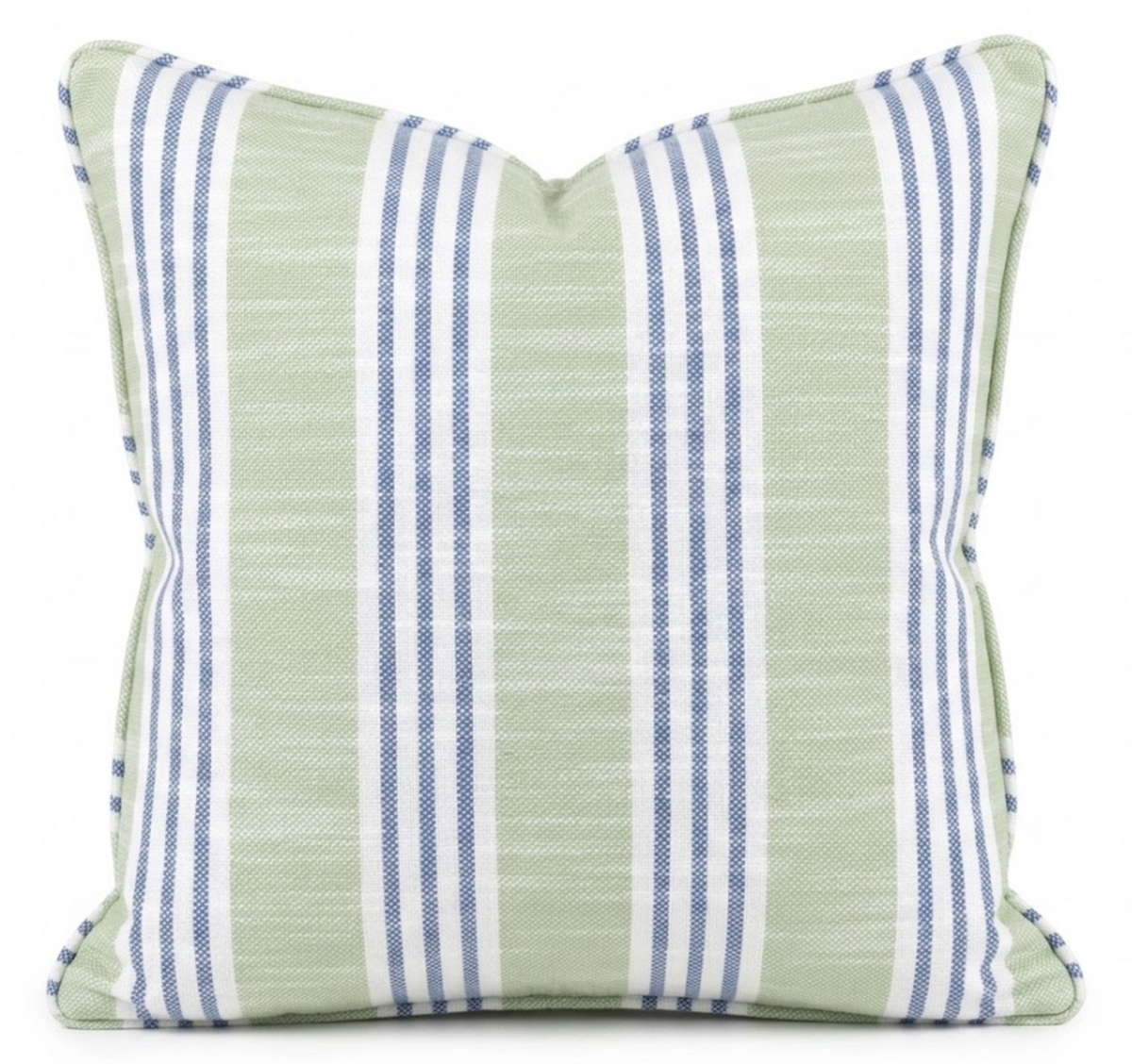 Southport Stripe Pillow Cover in Apple Green and Blue, Thibaut Pillows