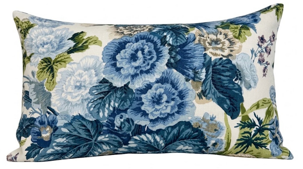 Ready to Ship, 12x20 Hidcote Floral Pillow Cover in Blue