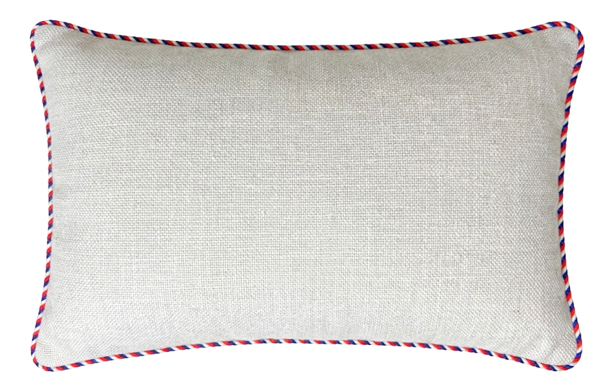 Ready to Ship, Montauk Woven Pillow Cover in Natural with Trim