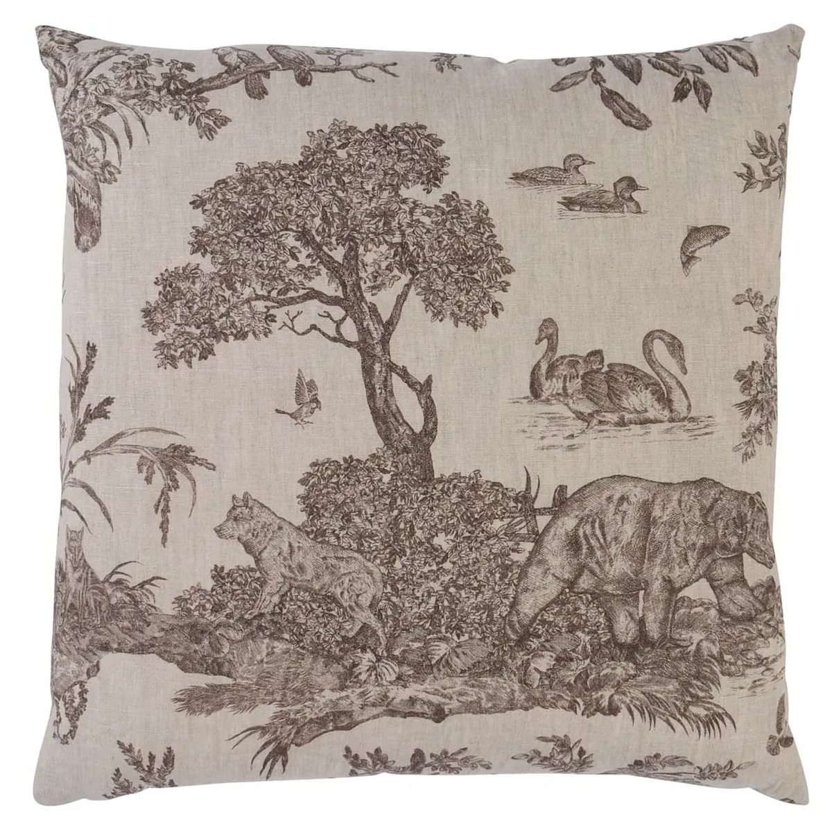 Western Toile Pillow Cover in Sepia Brown, Schumacher Textiles