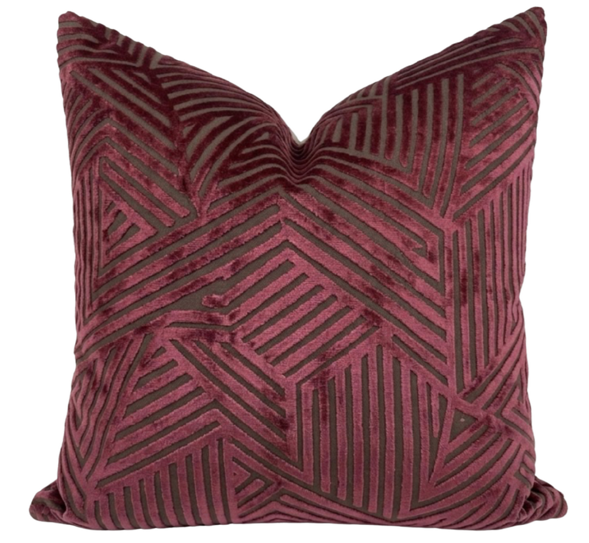 Maze Velvet Pillow Cover in Merlot