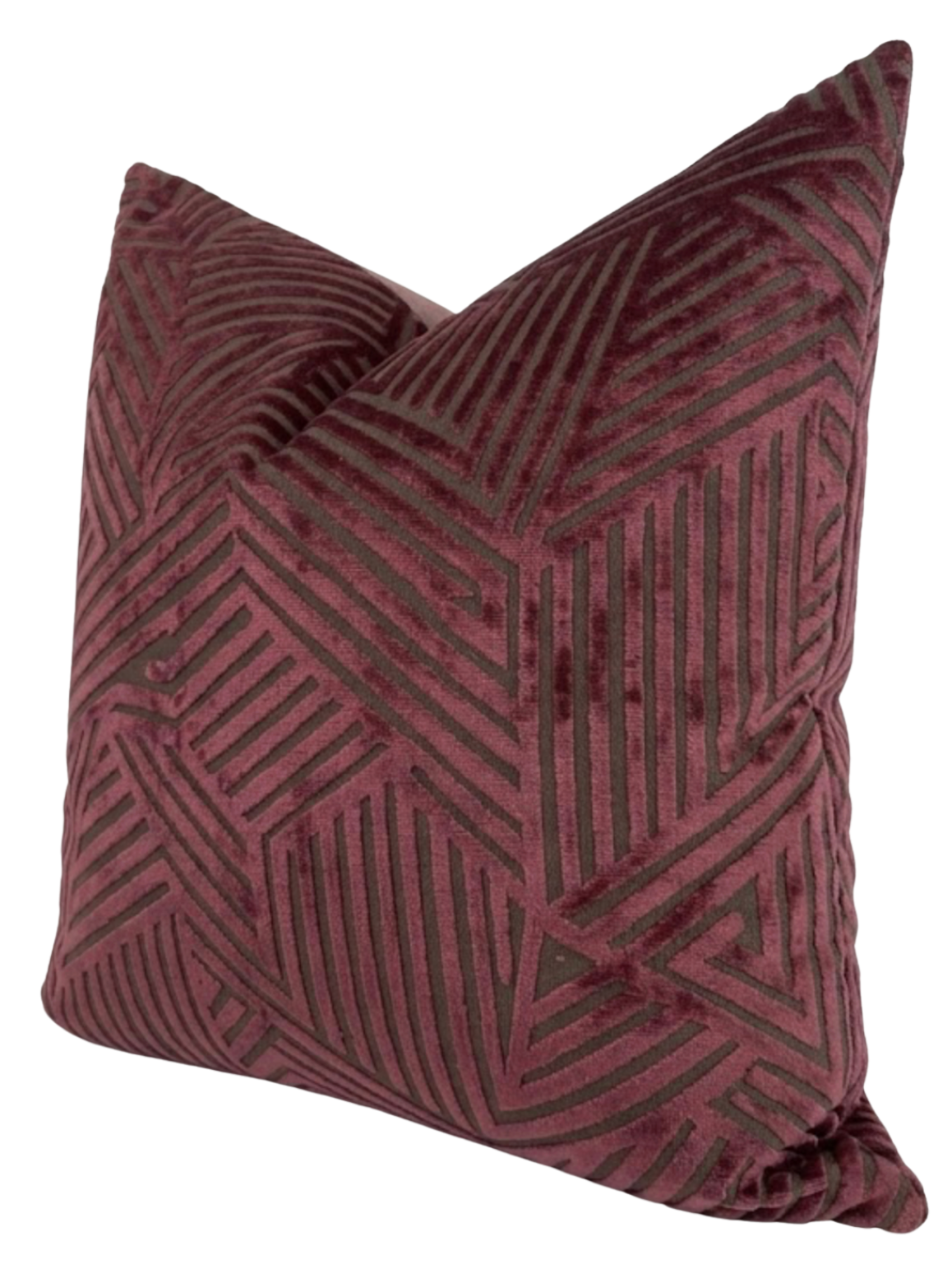 Maze Velvet Pillow Cover in Merlot
