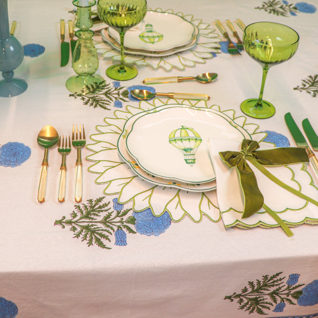 Toile de Blu Hortensia Organic Cotton Tablecloth