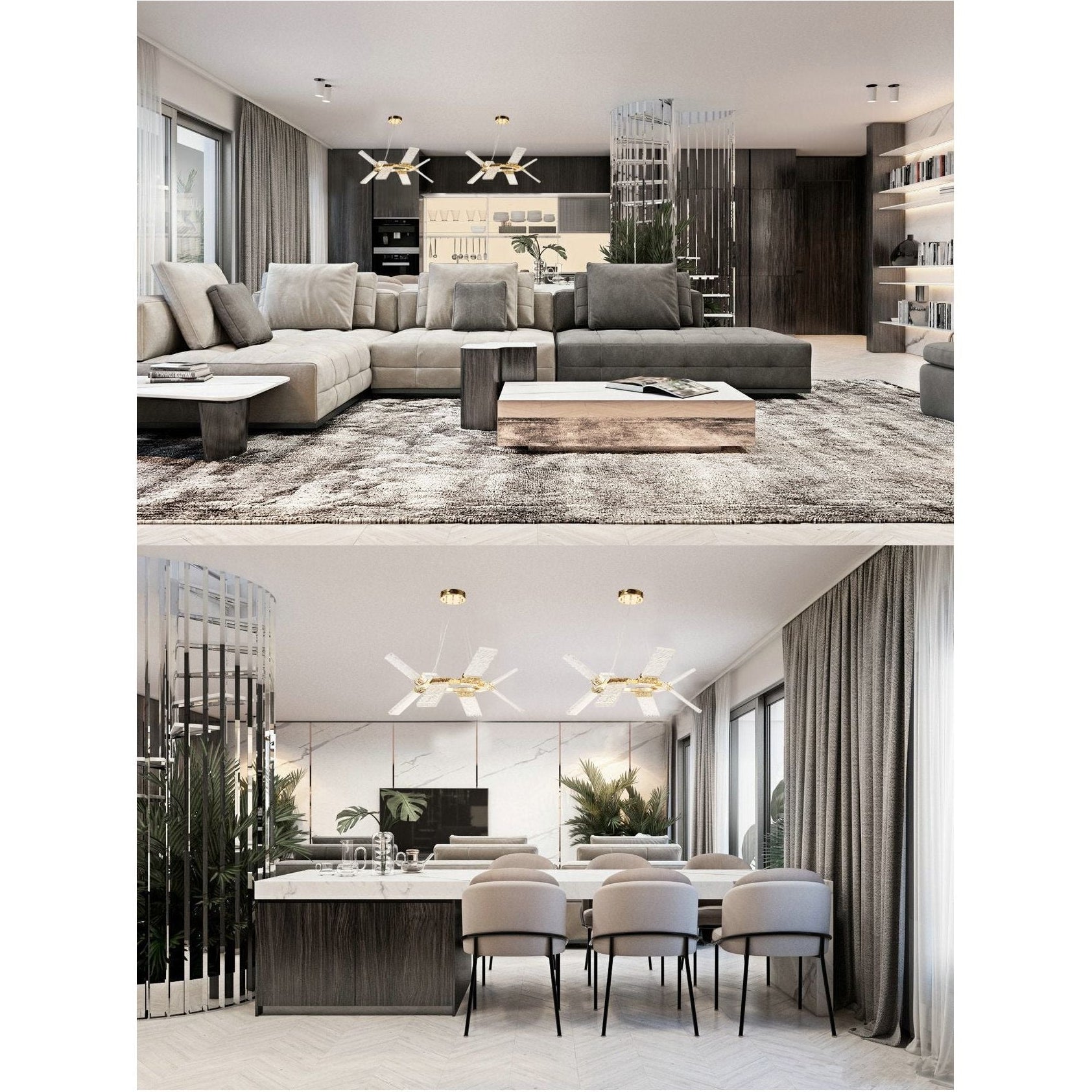 Aimee 1-Tier Angle LED Luxurious Glass Chandelier - Italian Concept - 