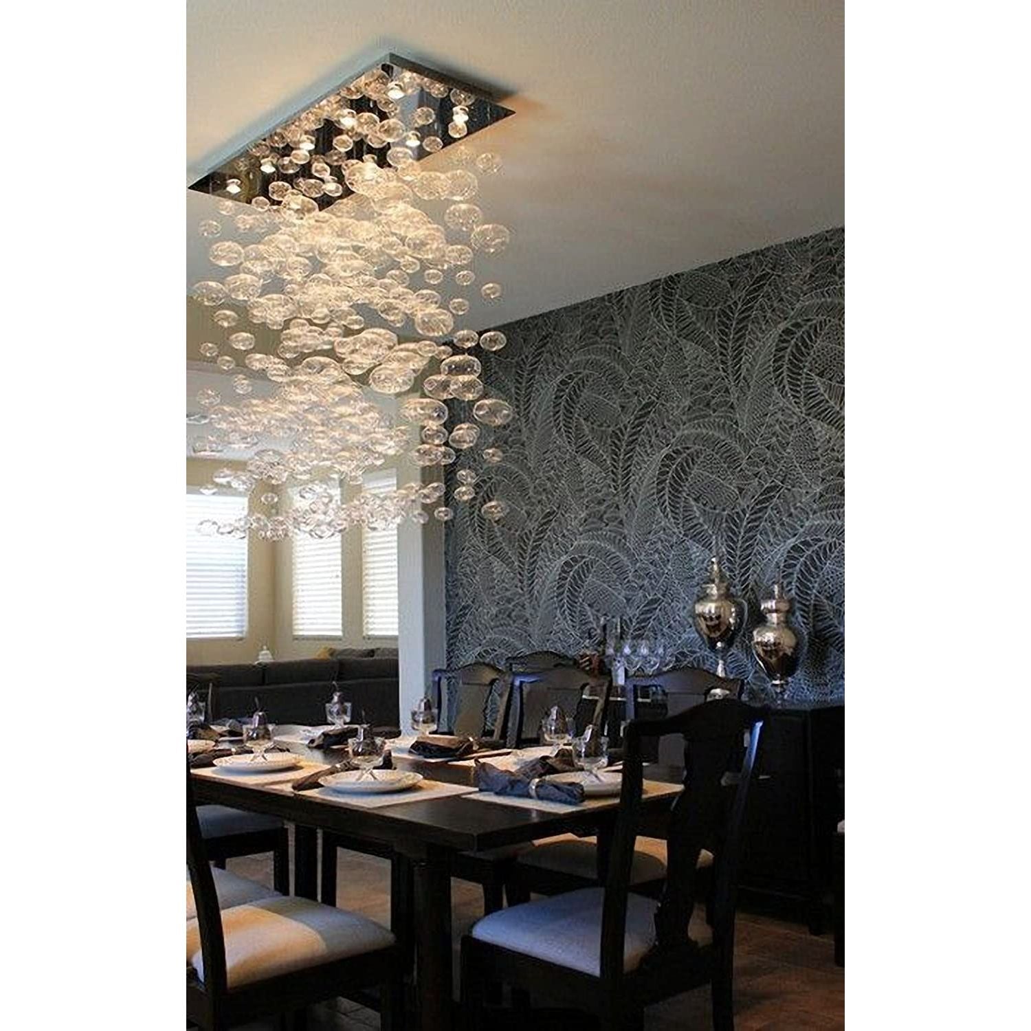 Fountaine Rectangle Rainfall / Waterfall Glass Globe / Bubble Chandelier - Italian Concept - 