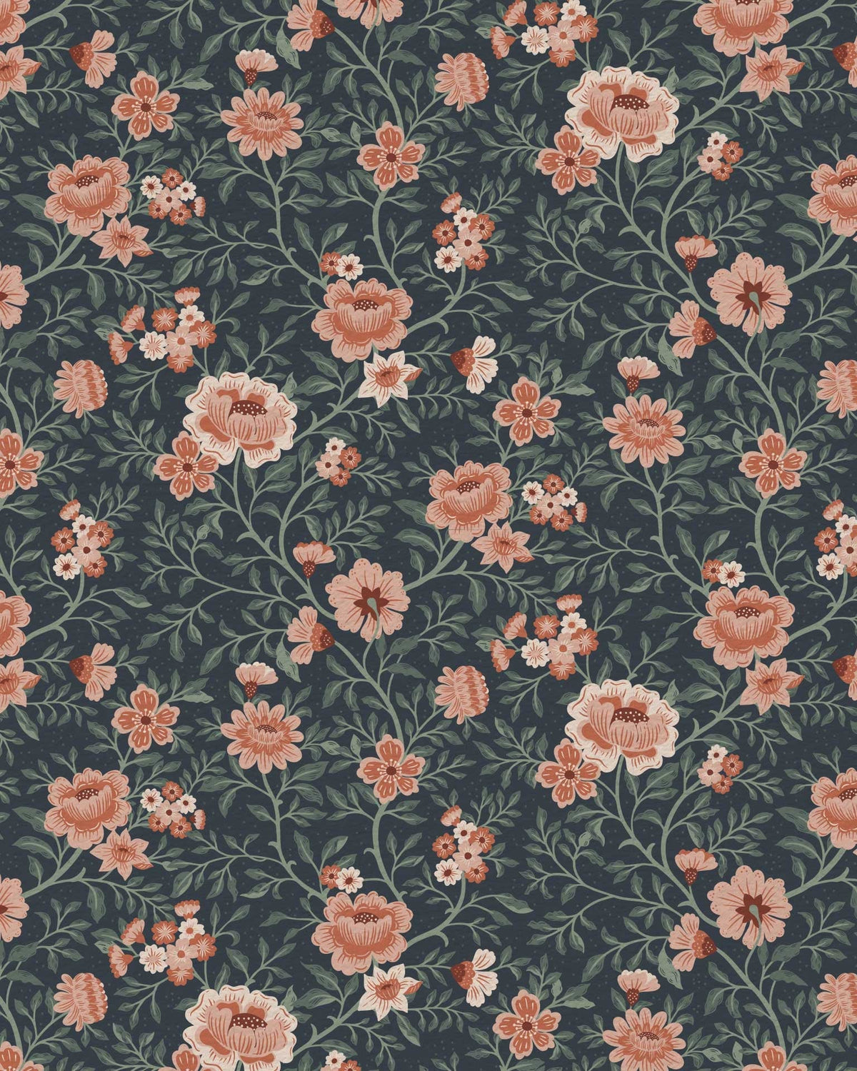 Annabelle Wallpaper in Terracotta Night