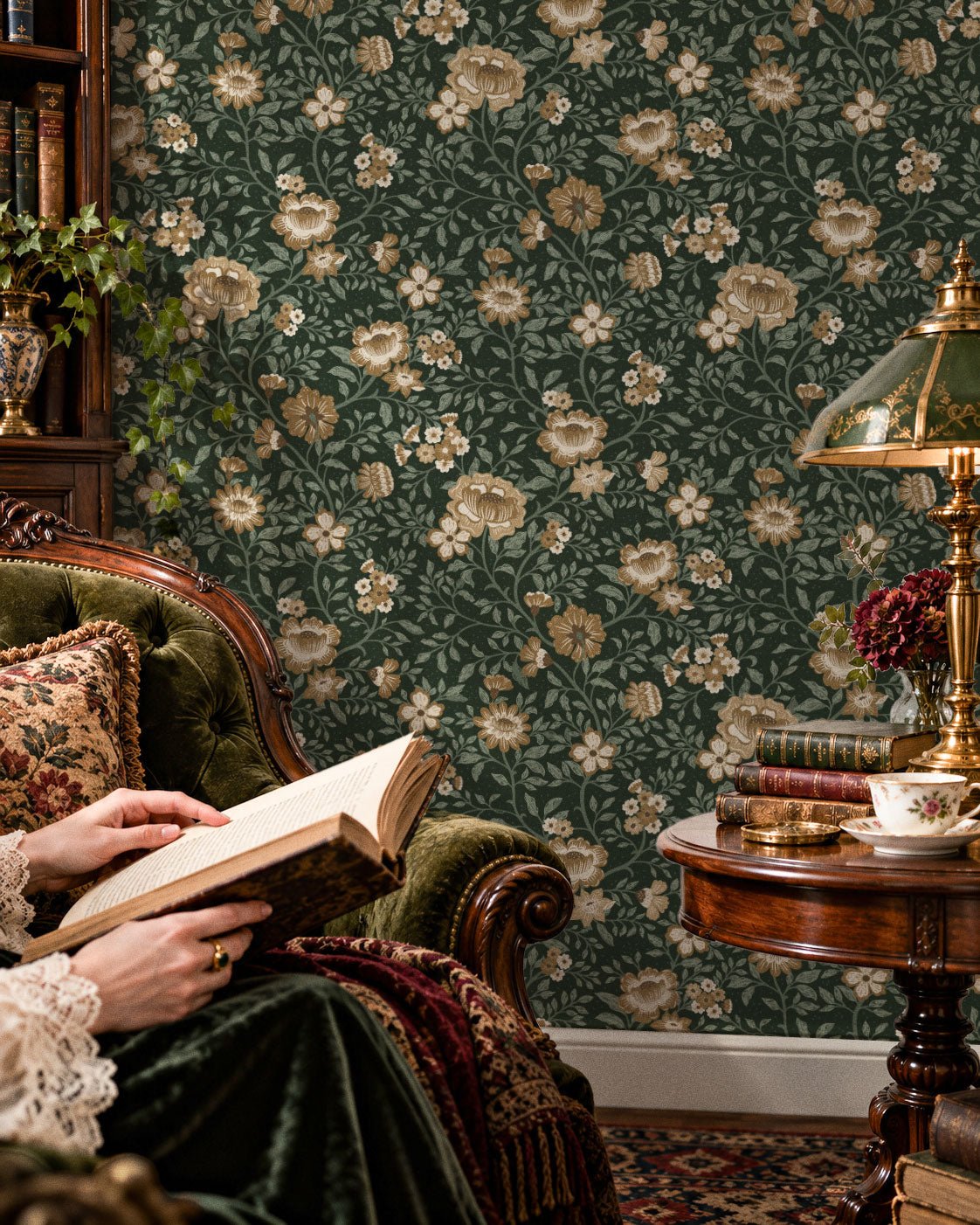 Annabelle Wallpaper in Woodland Green