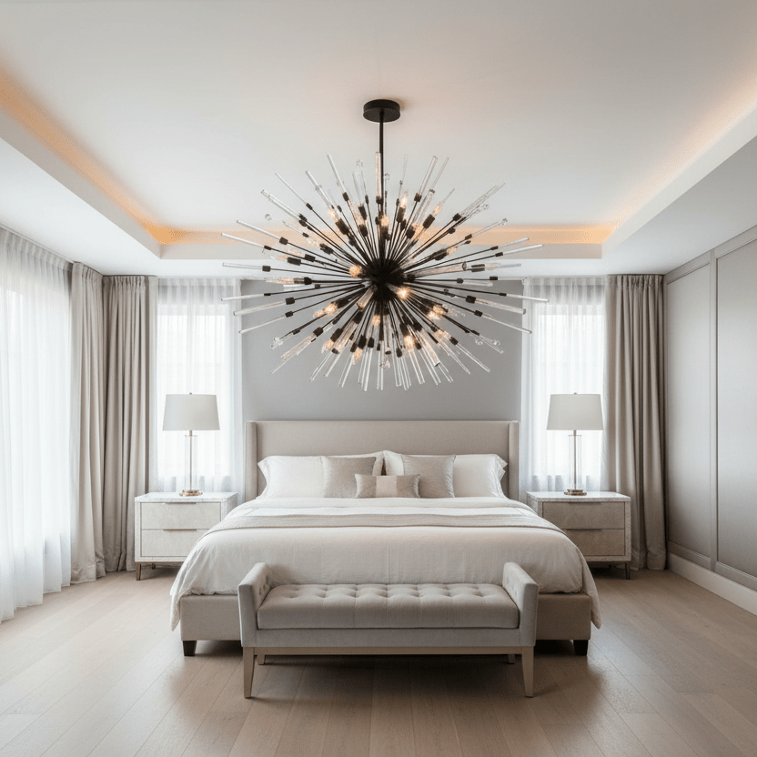 Black Aisar Sputnik in master bedroom