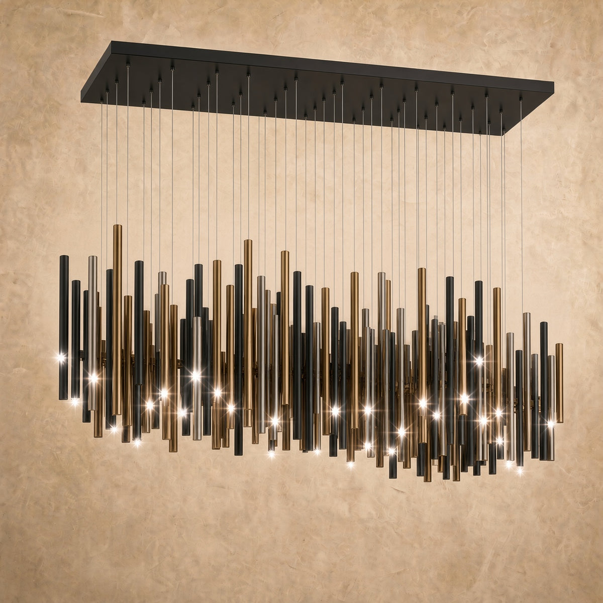 Bellini Rectangular Tubular Pendant Light Chandelier